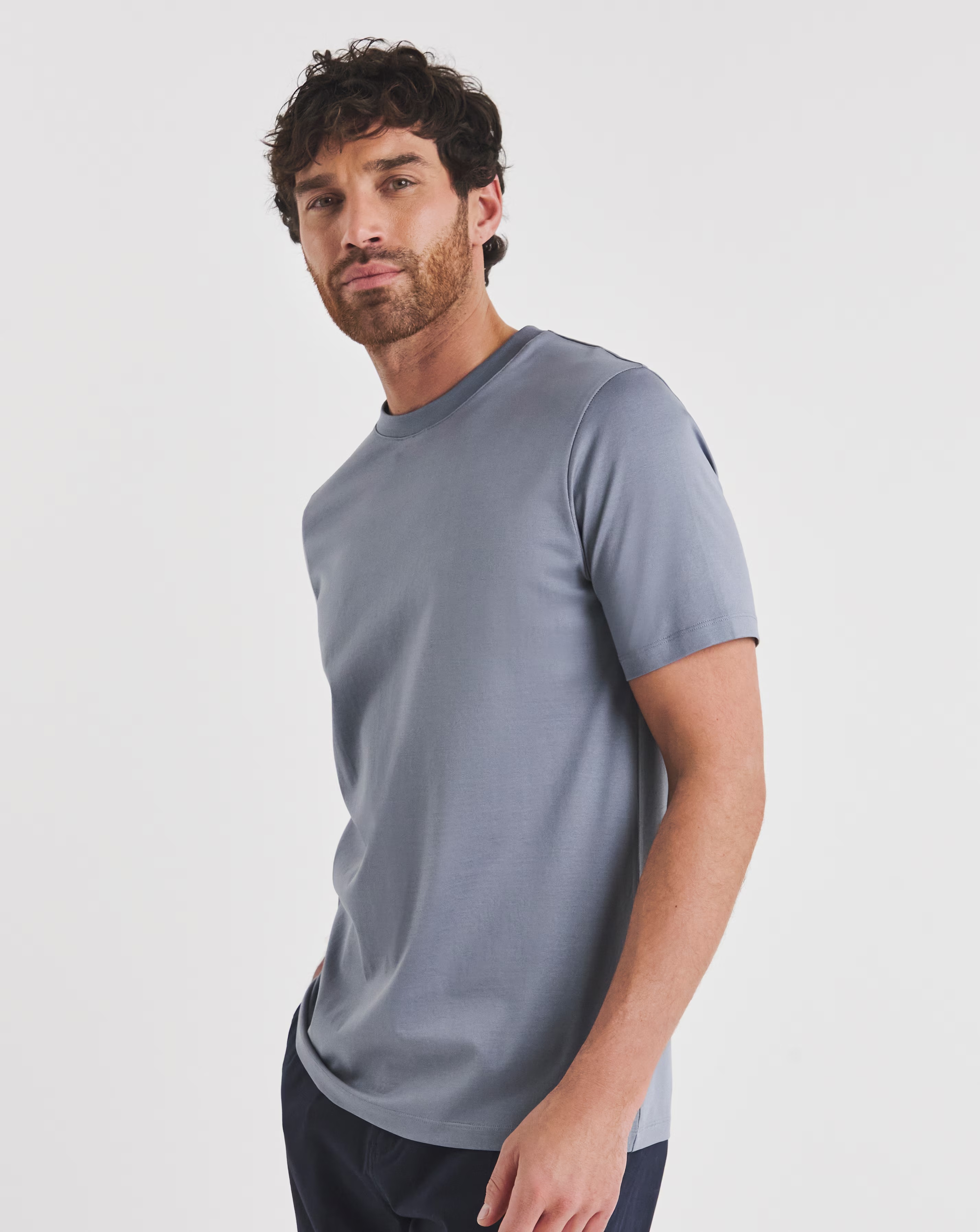Folio Premium 100% Supima Mercerised T-Shirt- Pastel Blue 1 Folio Premium 100% Supima Mercerised T-Shirt- Pastel Blue