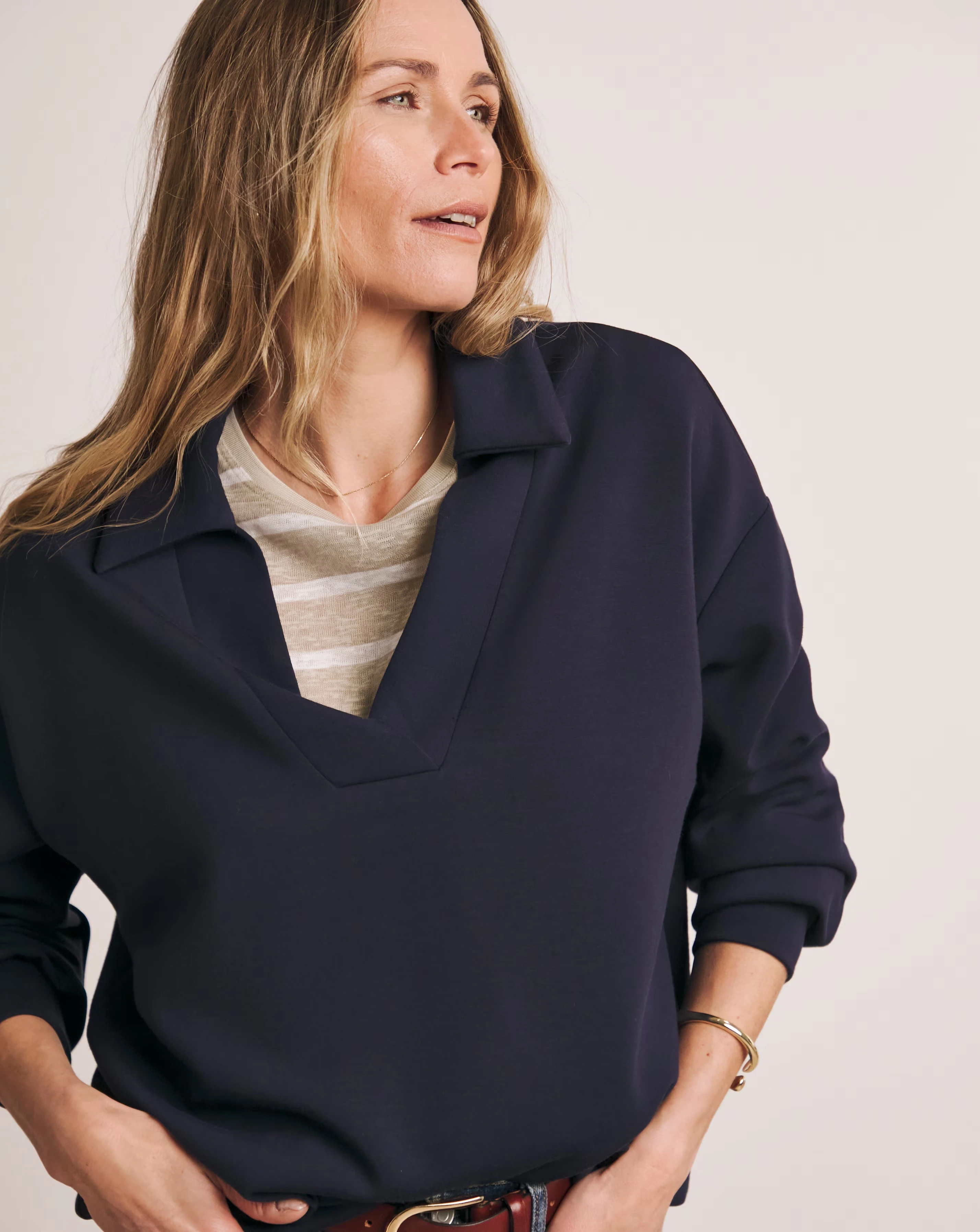 Anthology Navy Collared Modal Sweatshirt 1 Anthology Navy Collared Modal Sweatshirt