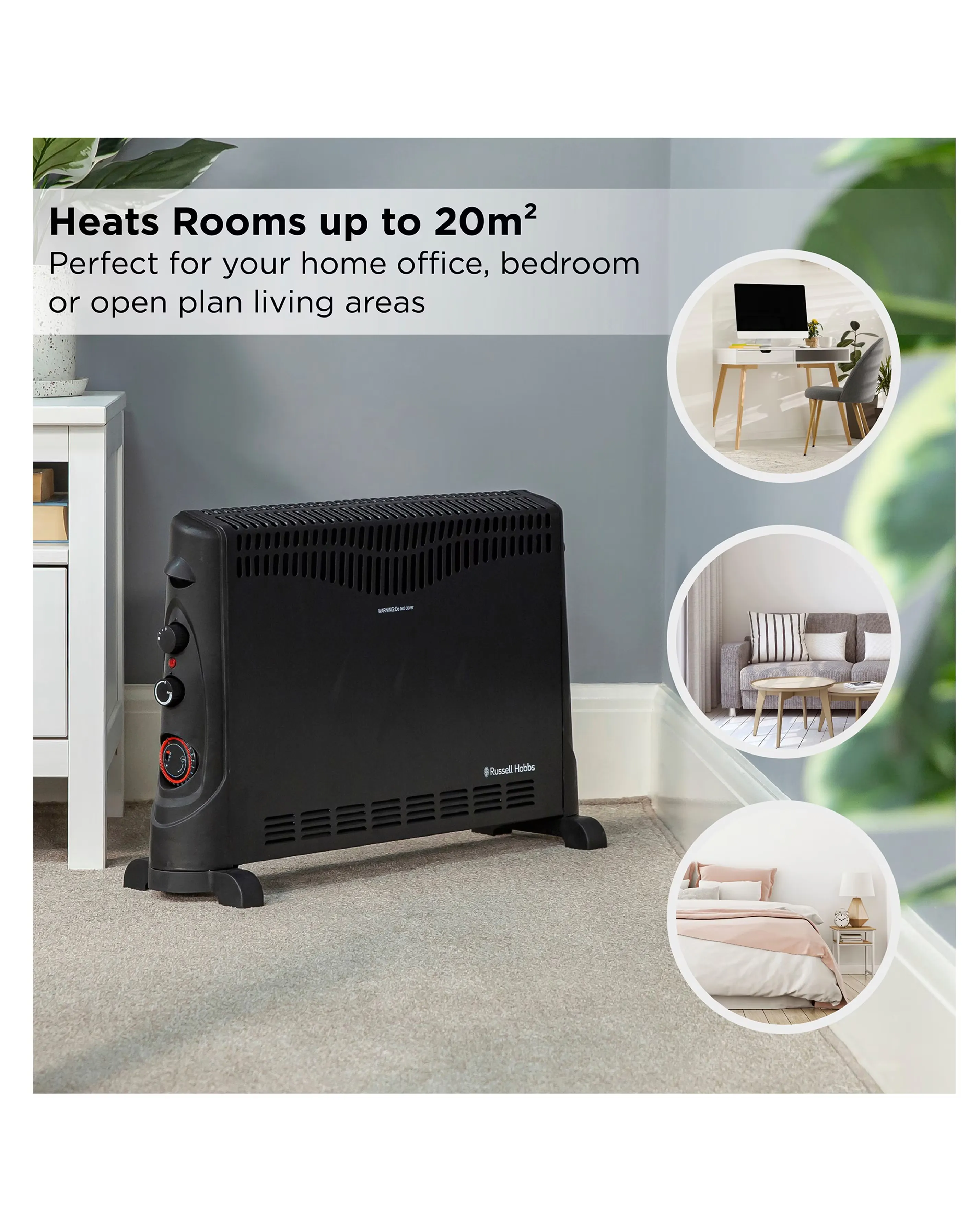 Russell Hobbs 2kW Black Convection Heater with Timer 3 Russell Hobbs 2kW Black Convection Heater with Timer