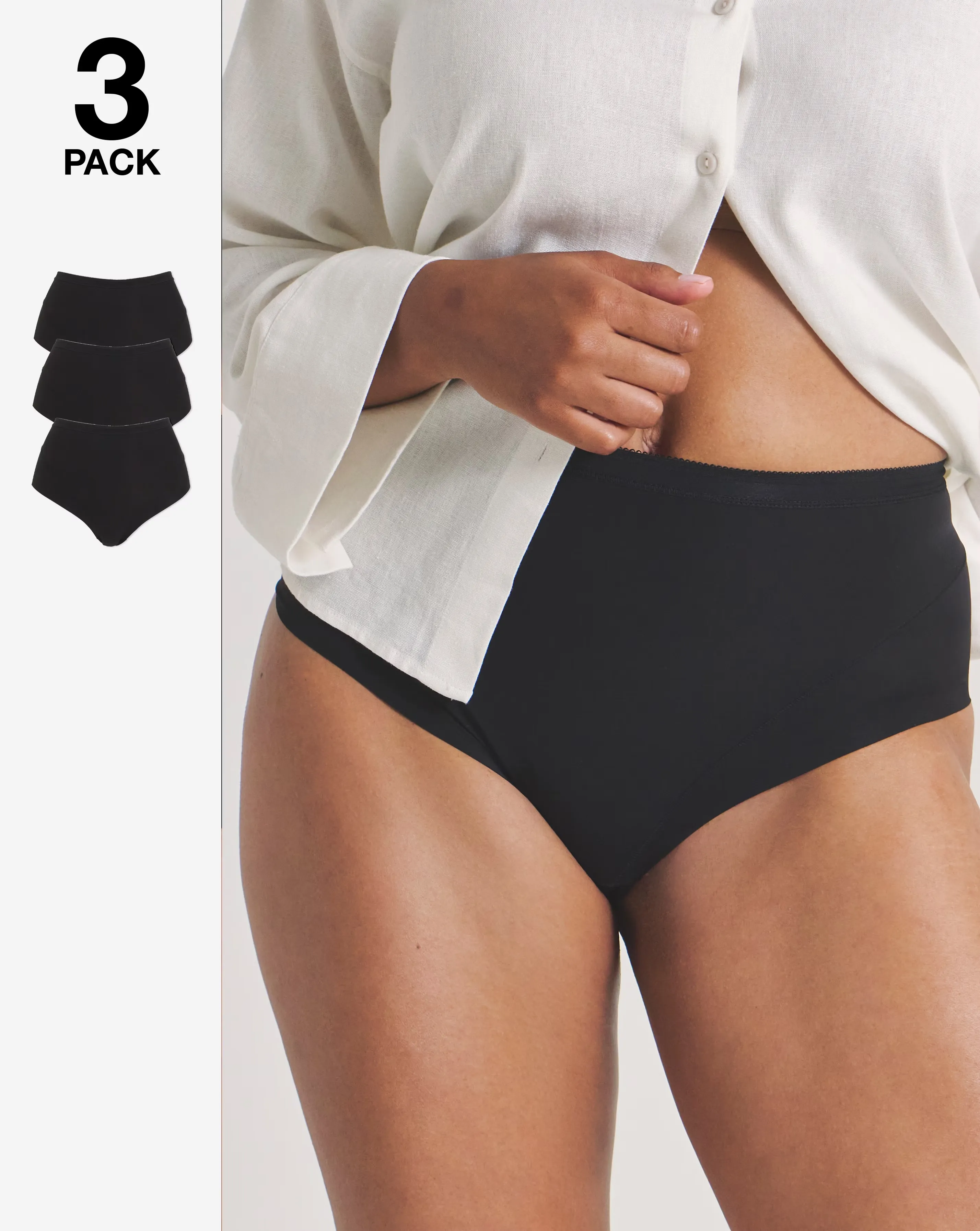 MAGISCULPT Light Control (3 Pack) Tummy Shaper Knickers Black