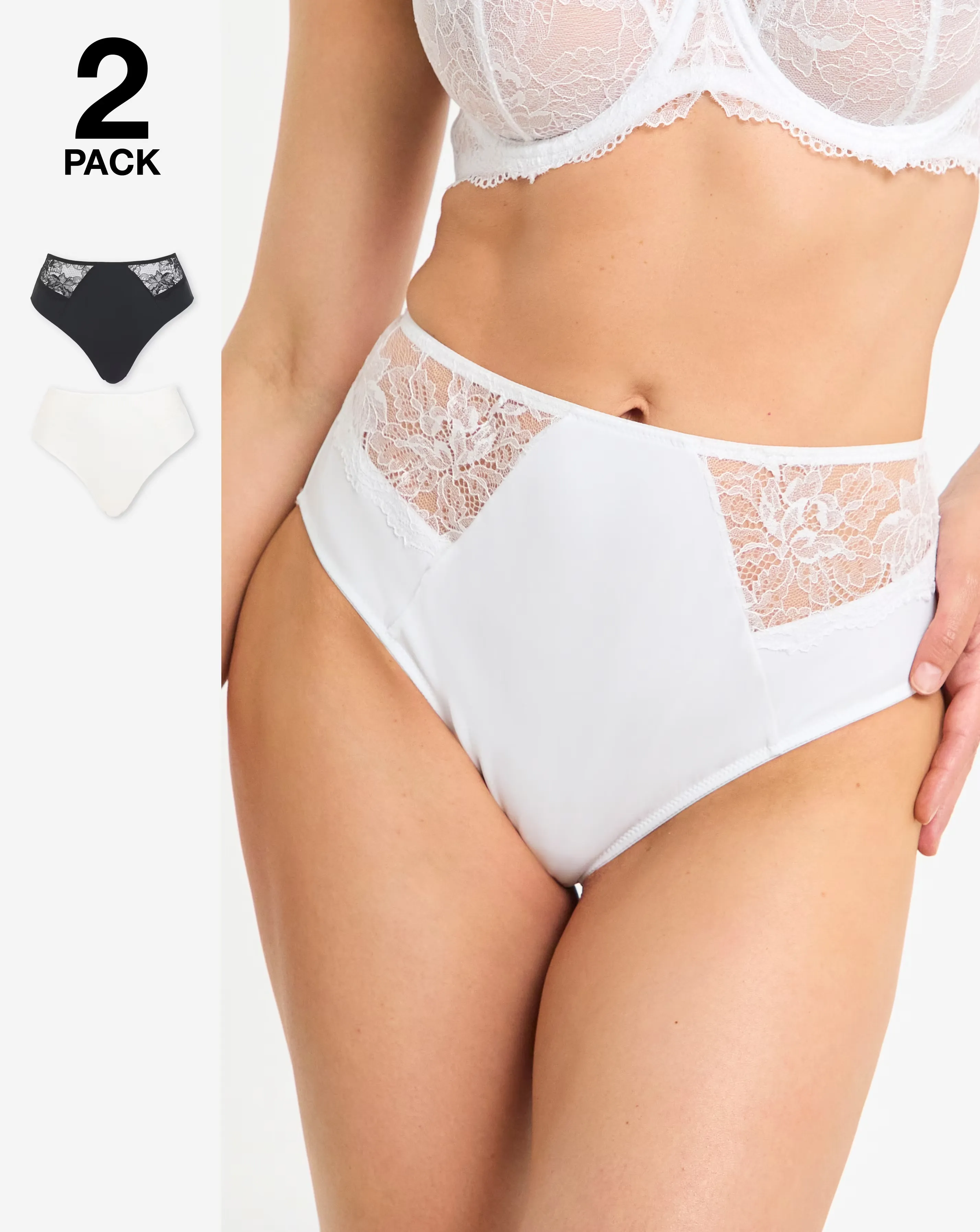 Pretty Secrets (2 Pack) New Ella Full Brief Knickers Black/White