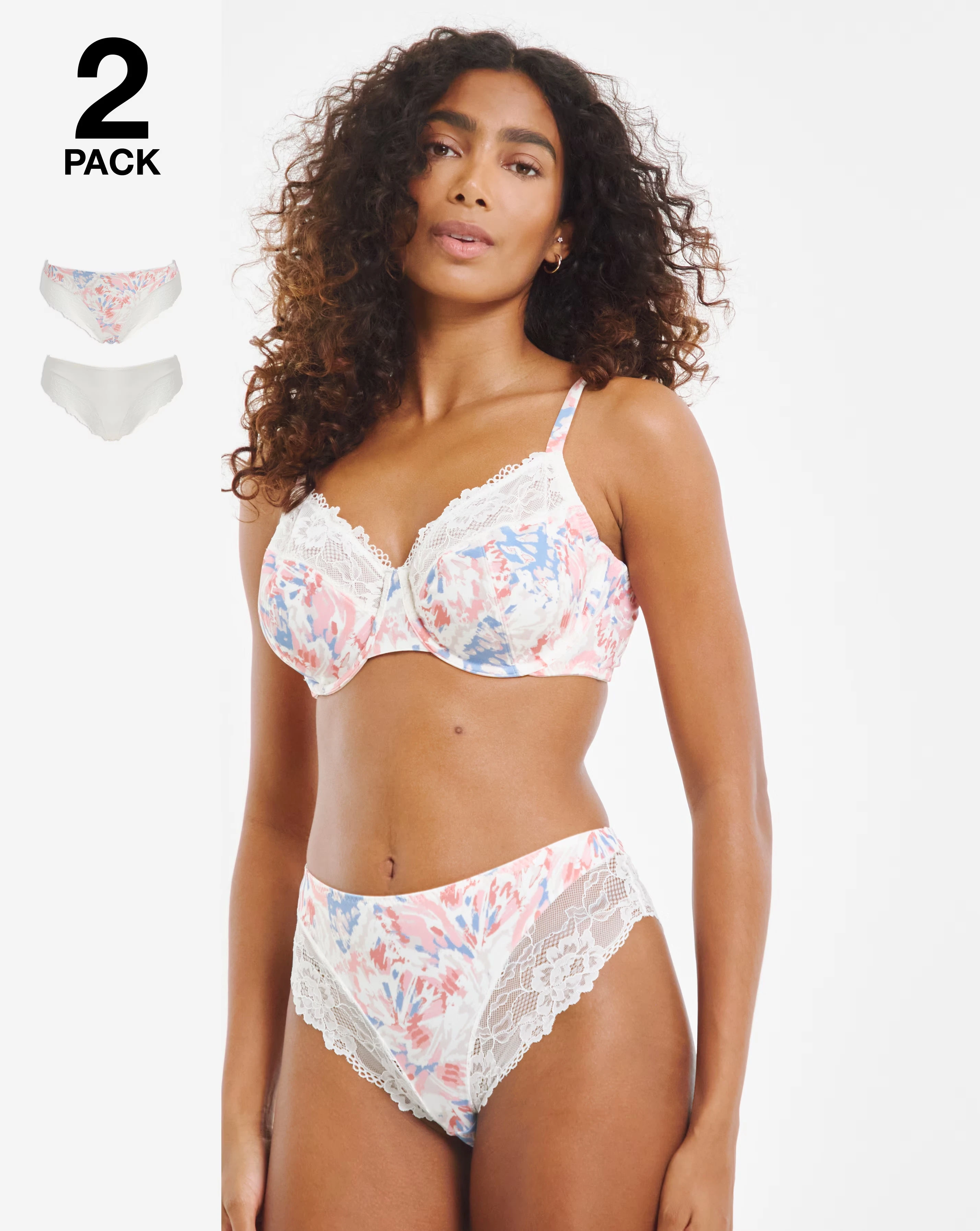 Pretty Secrets (2 Pack) Adrianne Midi Brief Knickers Floral