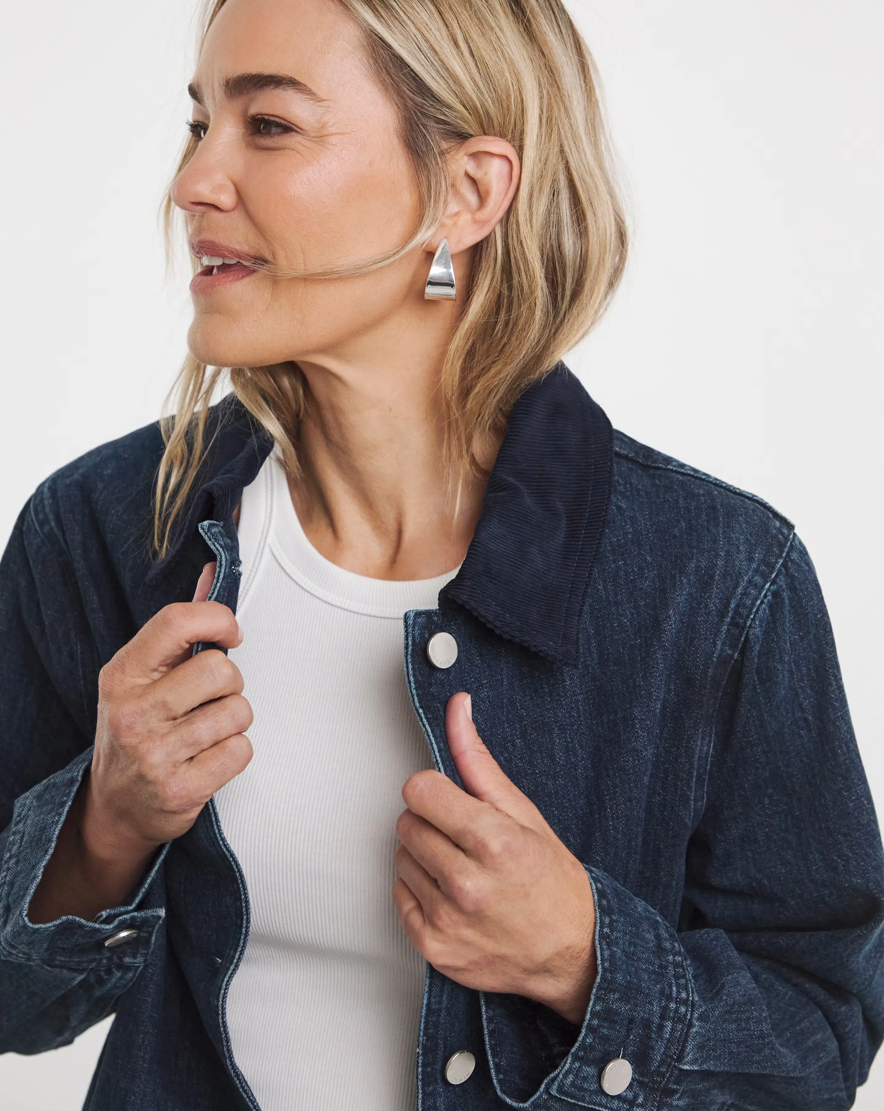 Indigo Cord Collar Denim Barn Jacket 4 Indigo Cord Collar Denim Barn Jacket