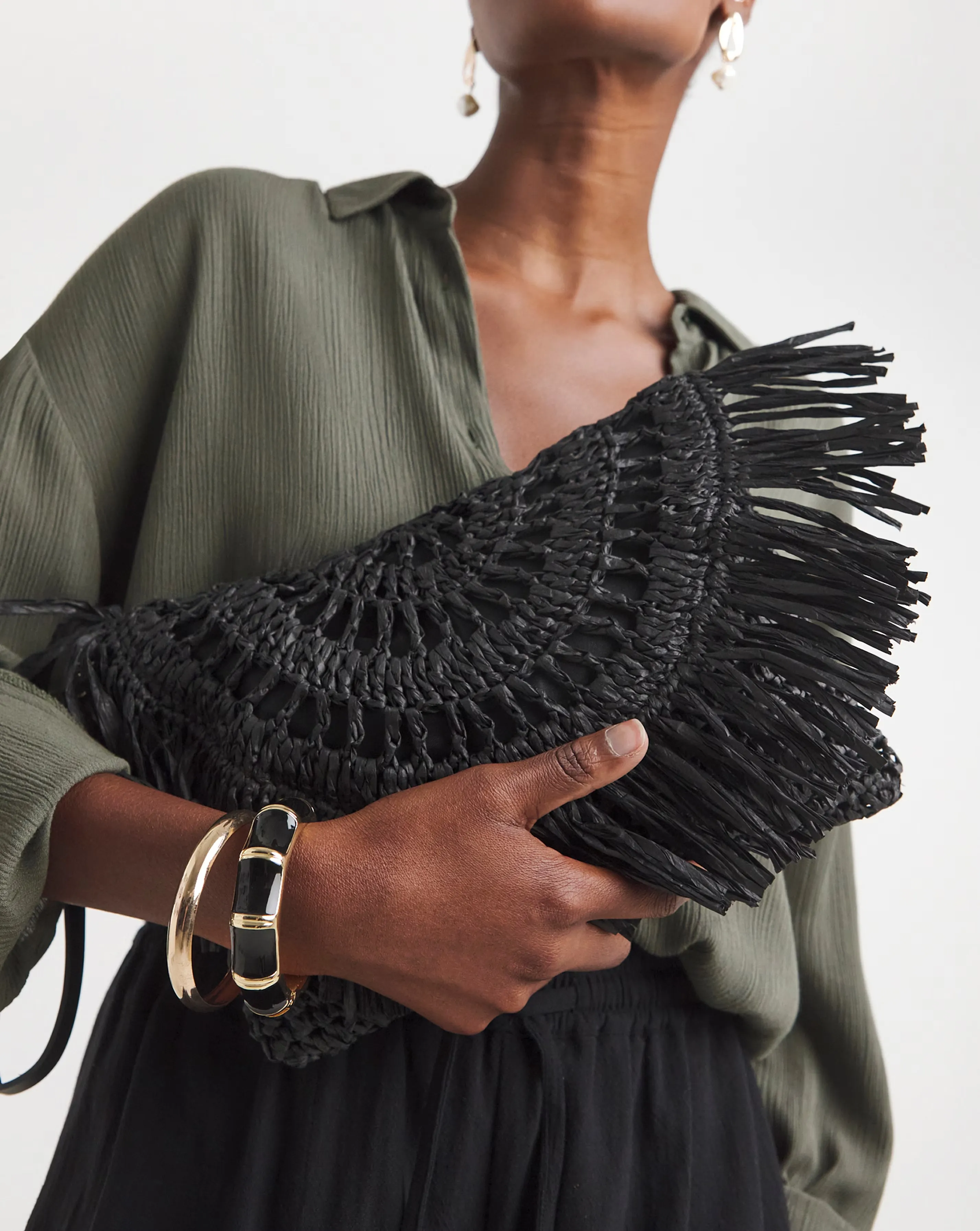 Fringe Raffia Oversized Clutch Bag 1 Fringe Raffia Oversized Clutch Bag