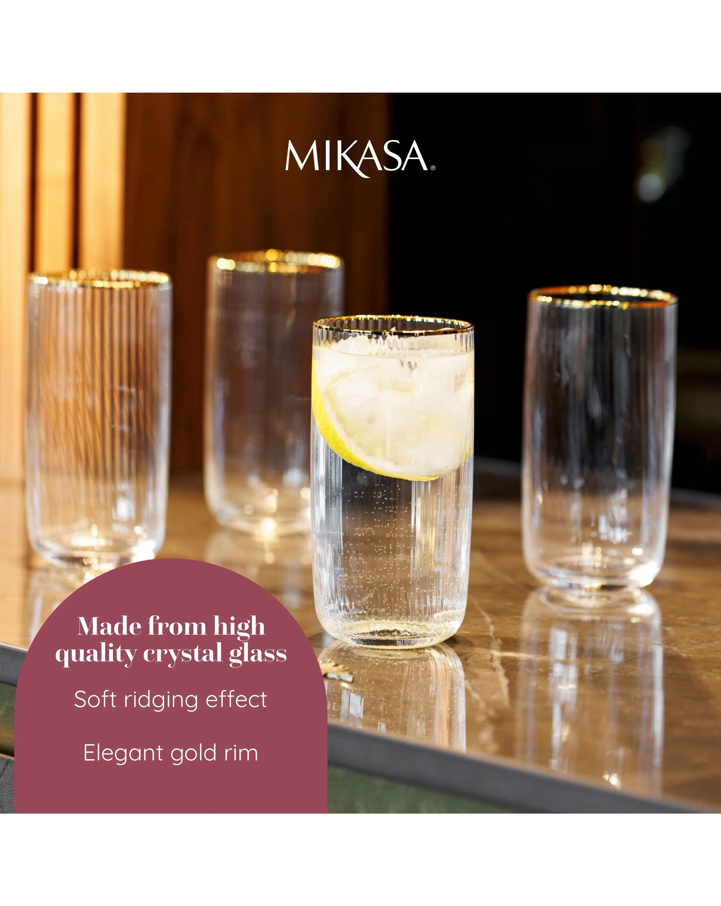 Mikasa Sorrento 4pc Highball Glasses 5 Mikasa Sorrento 4pc Highball Glasses