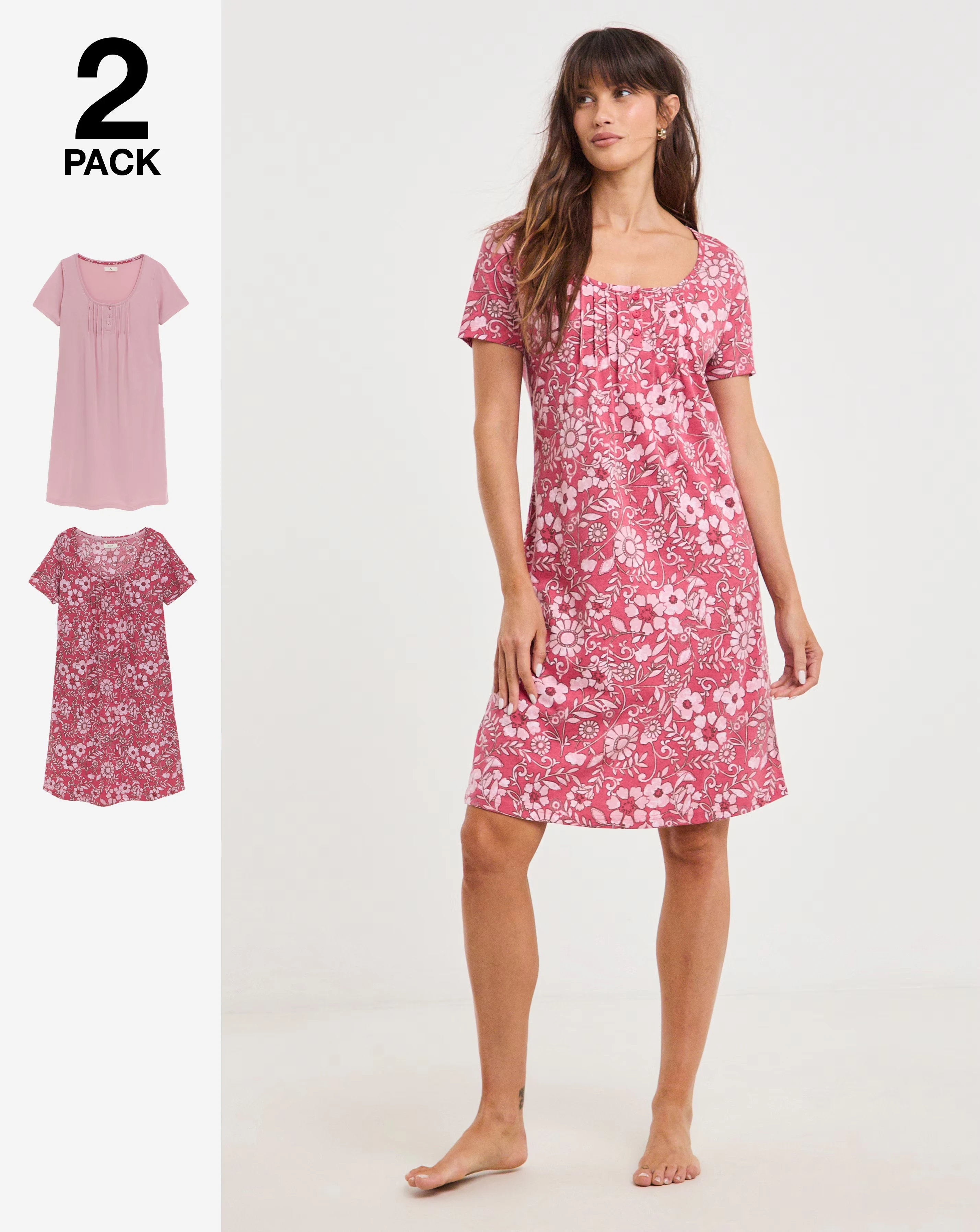 Julipa (2 Pack) Value Midi Nighties Floral Print 1 Julipa (2 Pack) Value Midi Nighties Floral Print