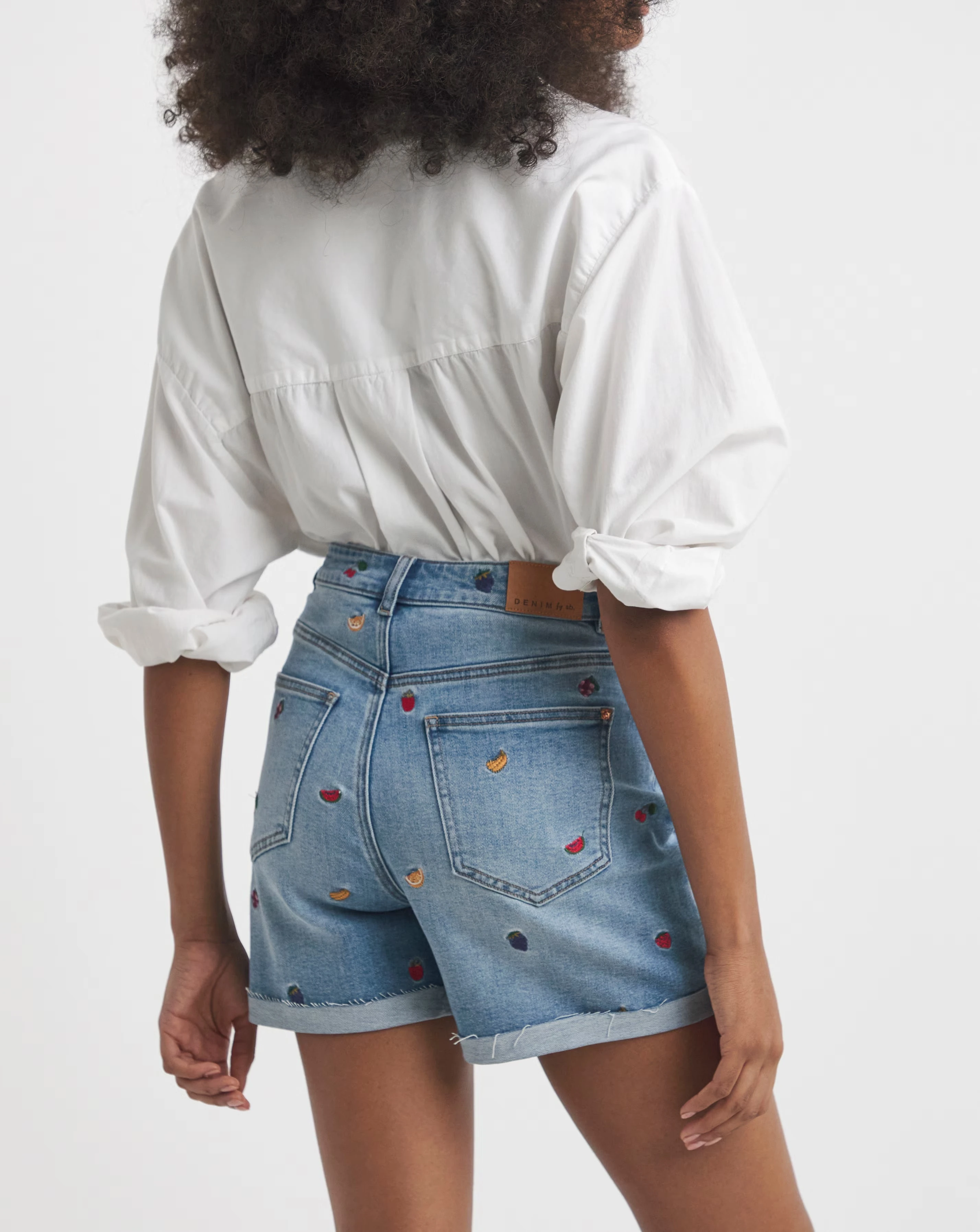 Simply Be Fruit Salad Embroidered Roll Hem Mom Short 4 Simply Be Fruit Salad Embroidered Roll Hem Mom Short