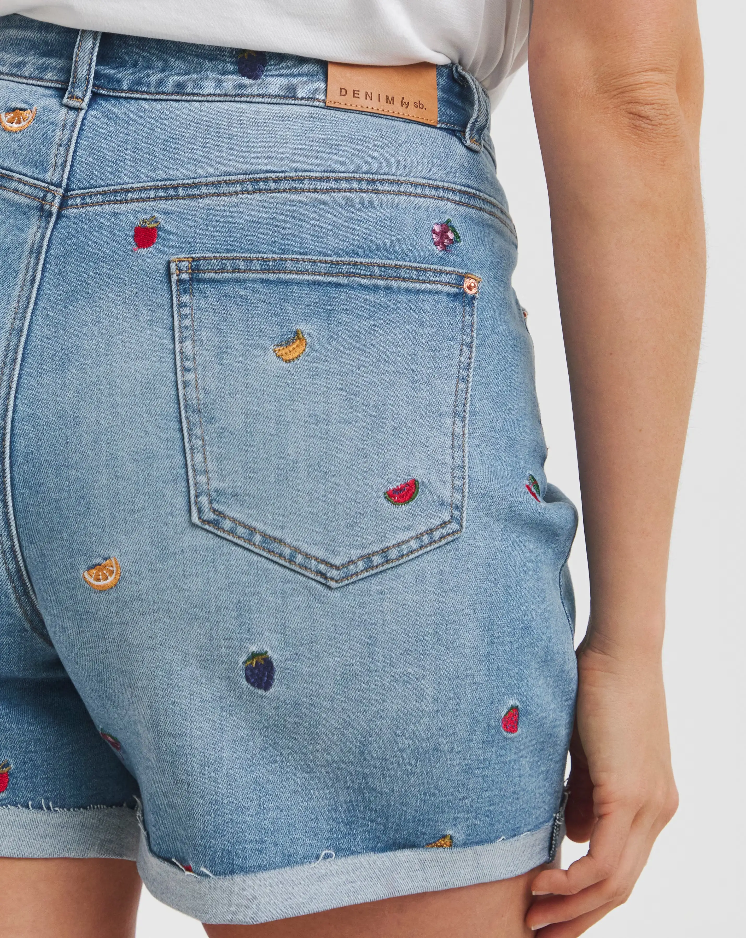 Simply Be Fruit Salad Embroidered Roll Hem Mom Short 5 Simply Be Fruit Salad Embroidered Roll Hem Mom Short