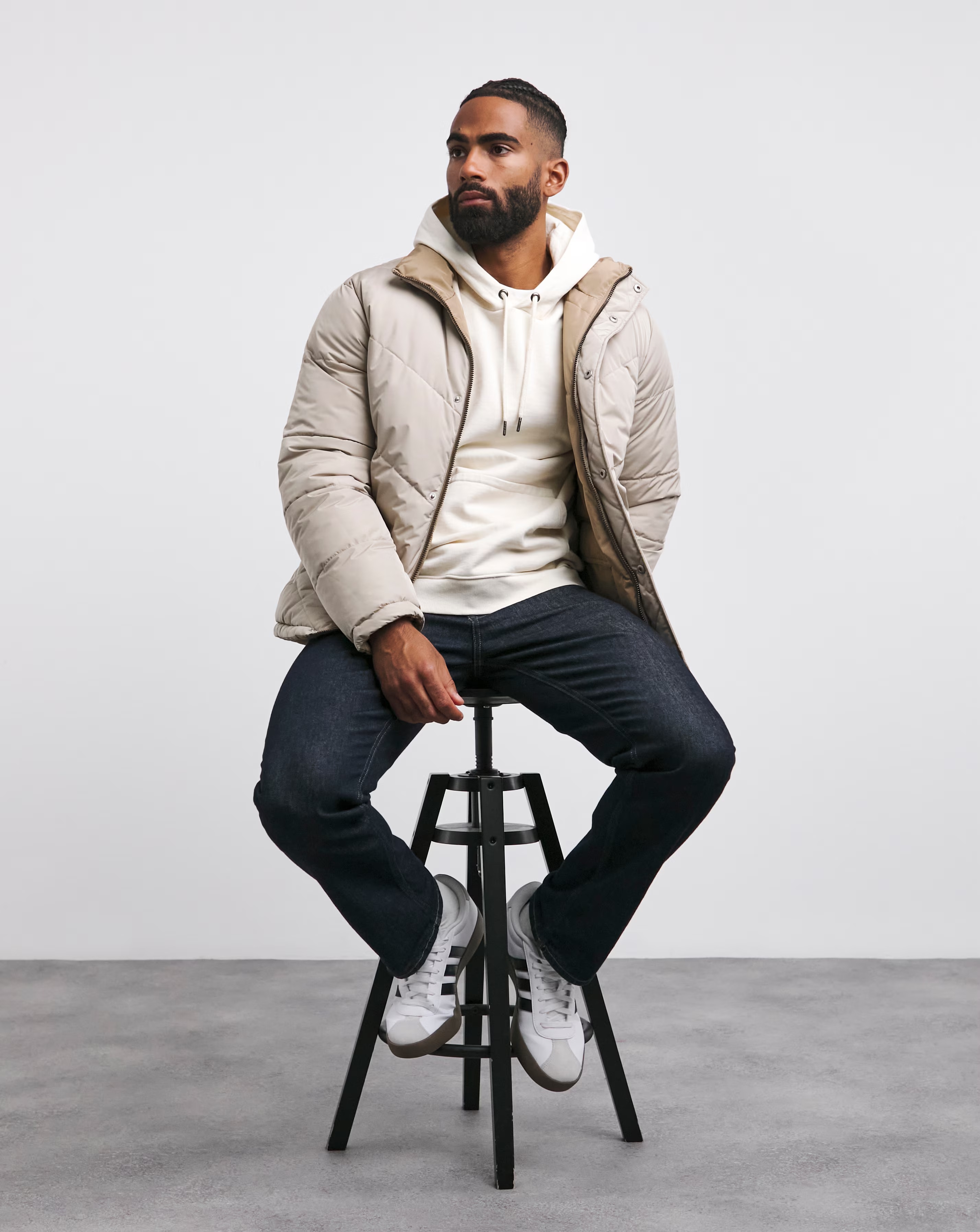 Ecru Funnel Neck Reversible Puffer Coat 1 Ecru Funnel Neck Reversible Puffer Coat