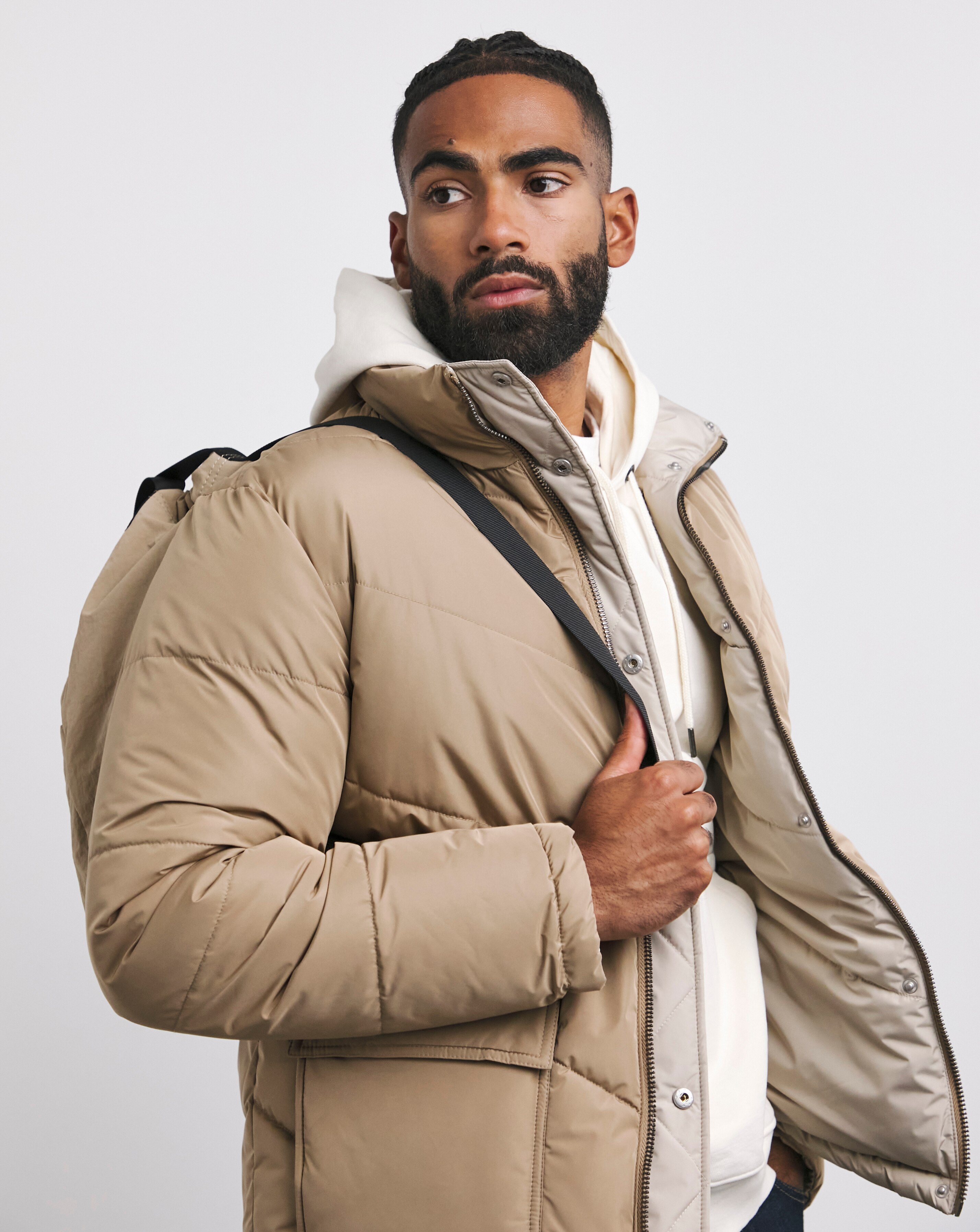 Ecru Funnel Neck Reversible Puffer Coat 2 Ecru Funnel Neck Reversible Puffer Coat