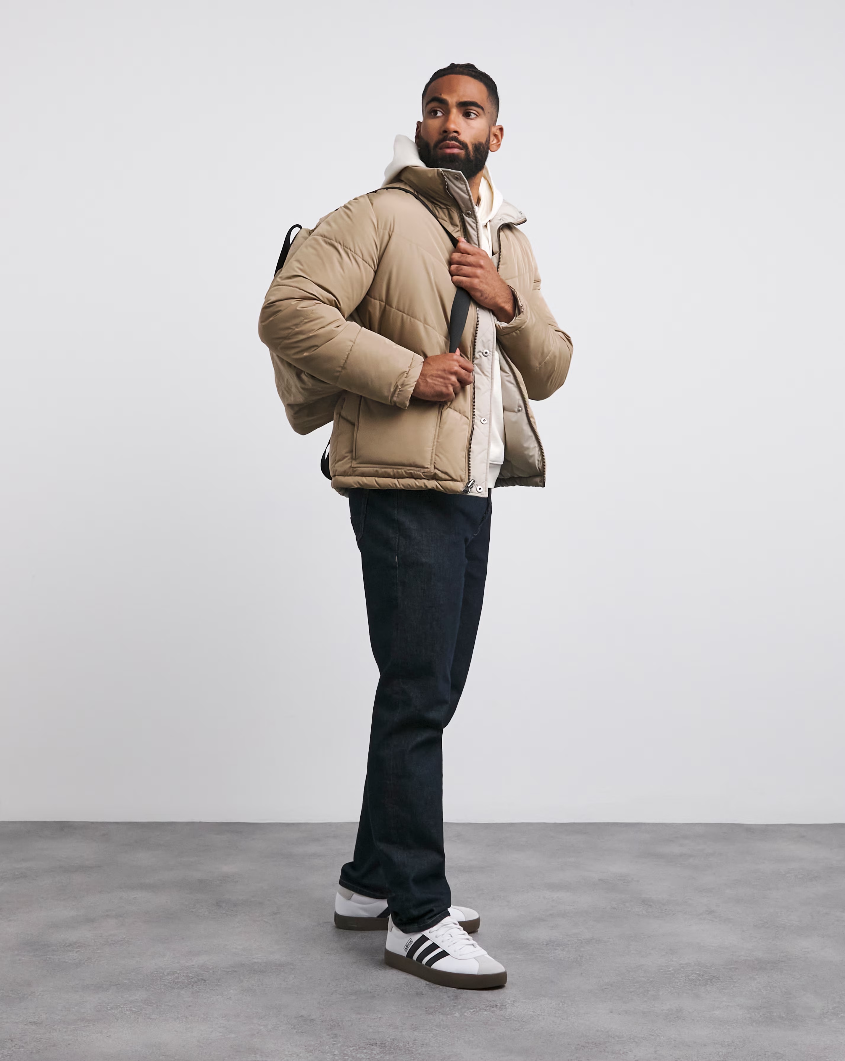 Ecru Funnel Neck Reversible Puffer Coat 3 Ecru Funnel Neck Reversible Puffer Coat