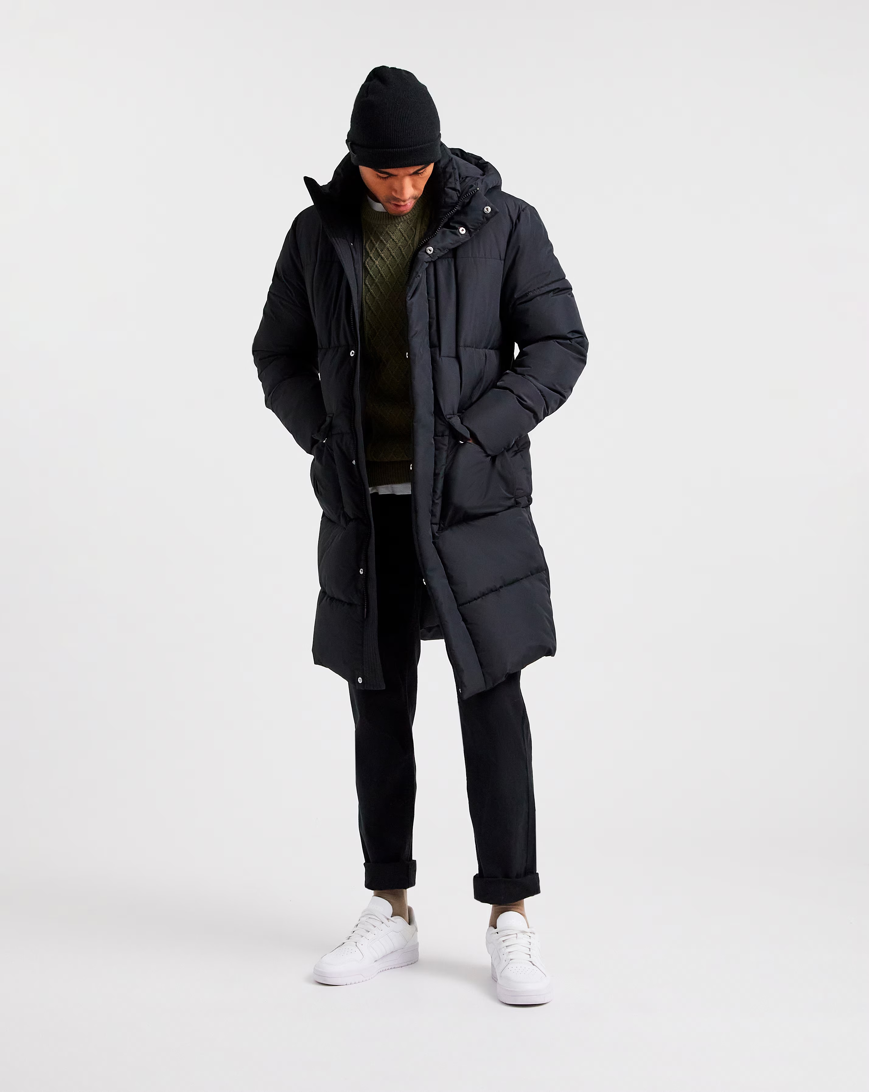 Black Longline Padded Coat 1 Black Longline Padded Coat