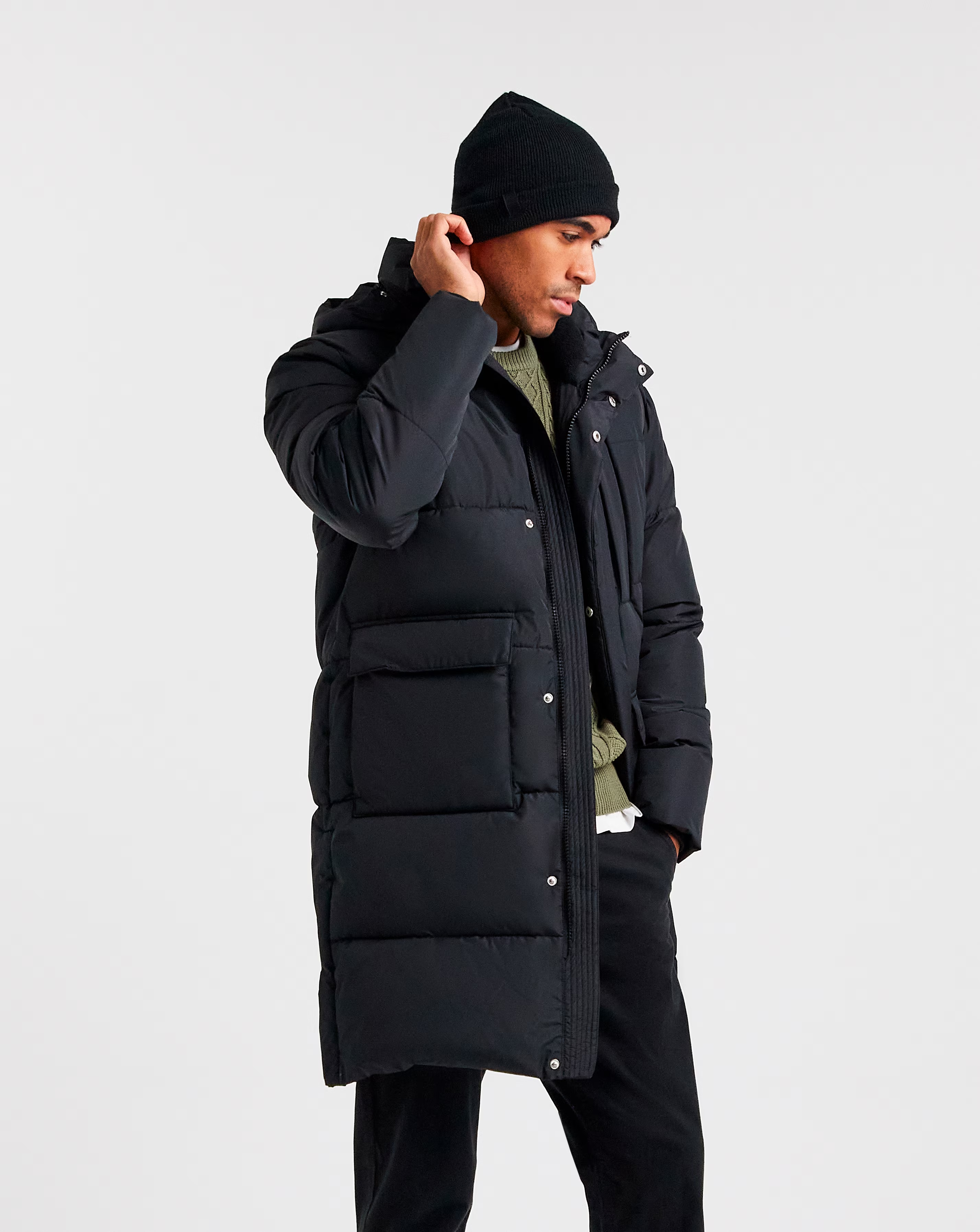 Black Longline Padded Coat 2 Black Longline Padded Coat