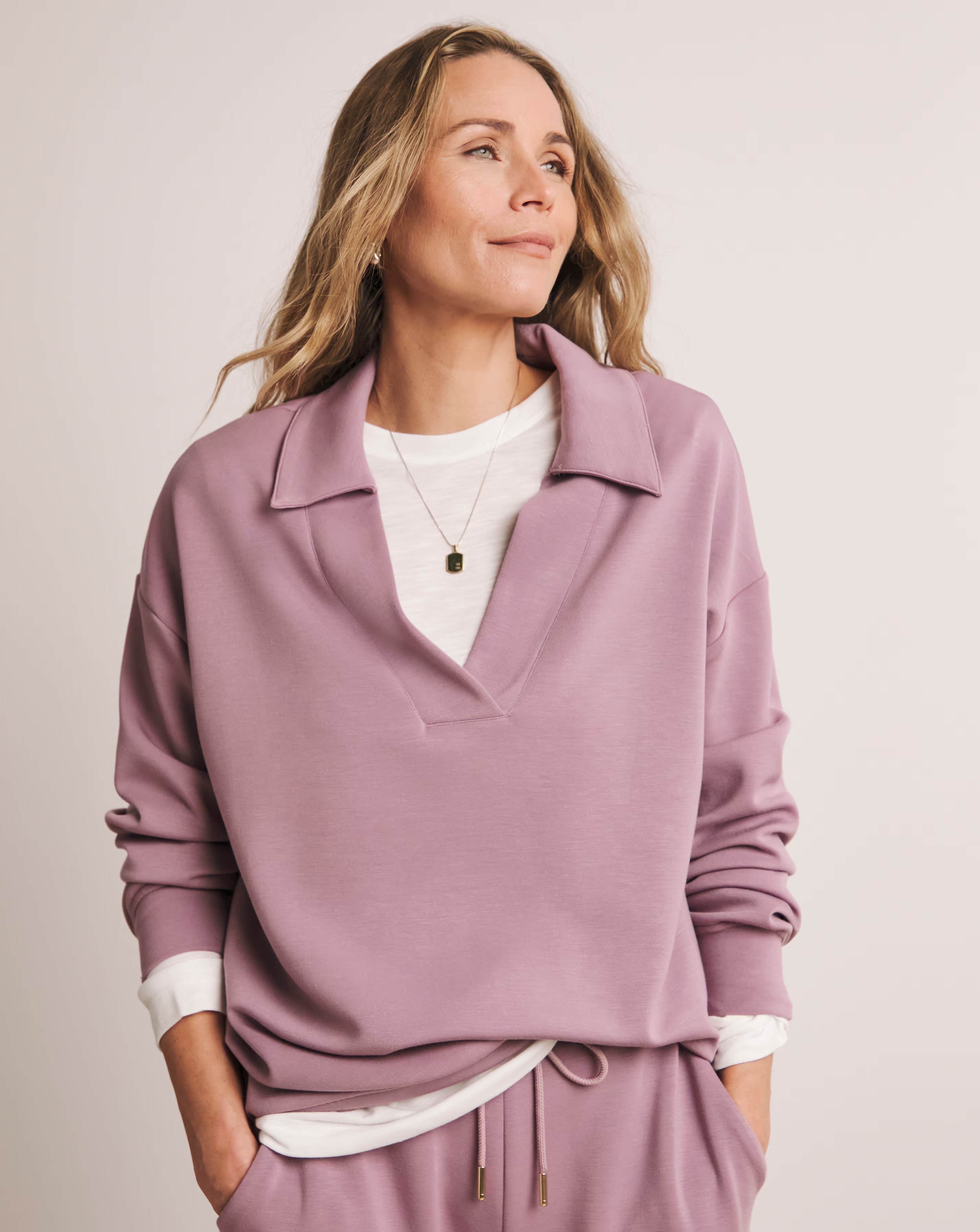 Anthology Elderberry Collared Modal Sweatshirt 1 Anthology Elderberry Collared Modal Sweatshirt