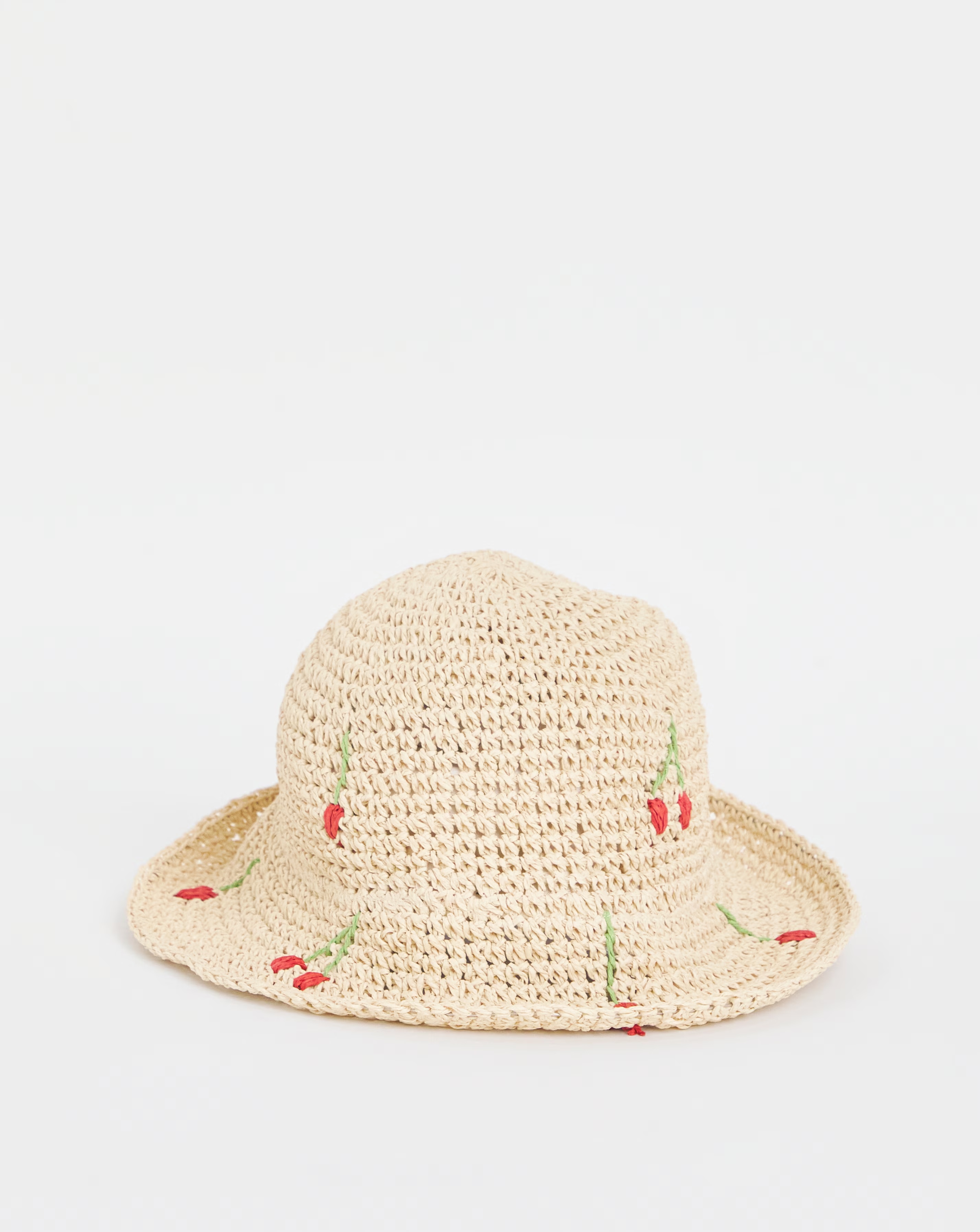 Cherry Embroidered Raffia Hat 6 Cherry Embroidered Raffia Hat