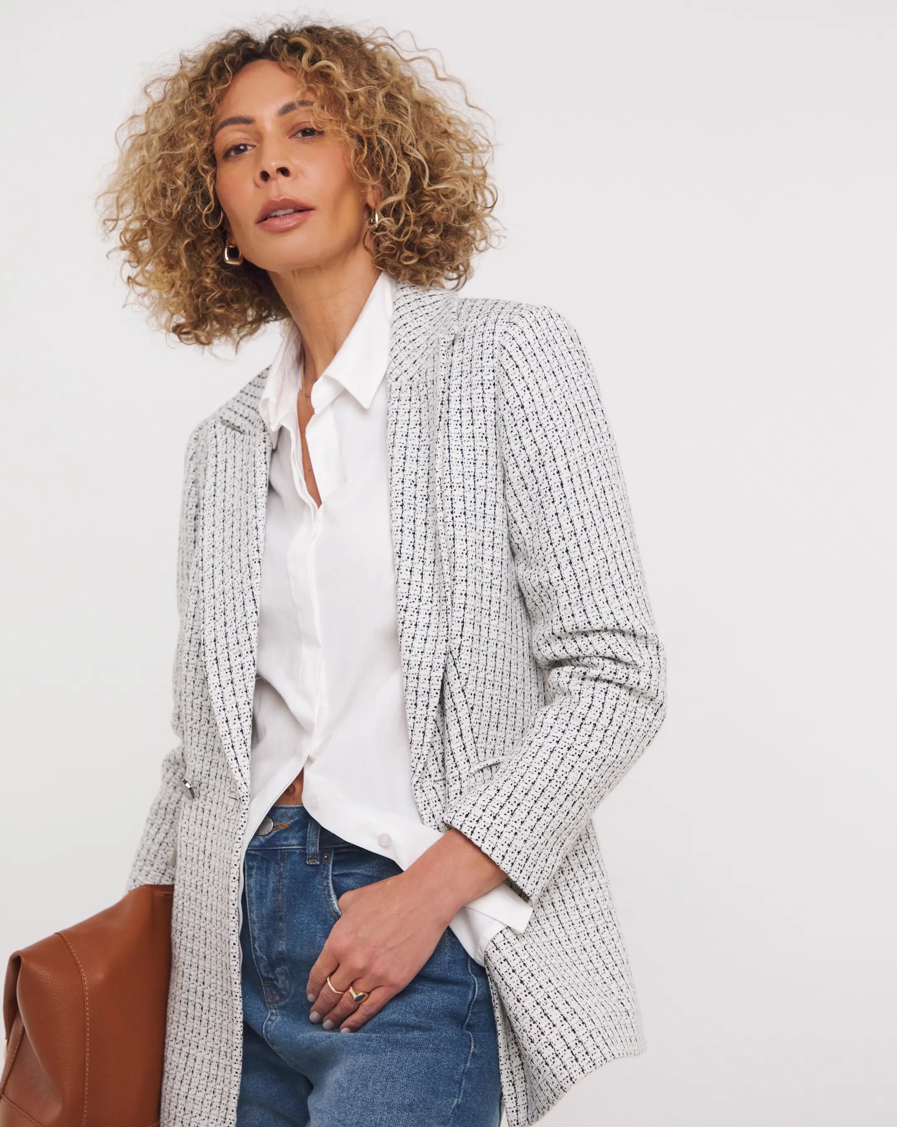 Easy Double Breasted Boucle Blazer 1 Easy Double Breasted Boucle Blazer