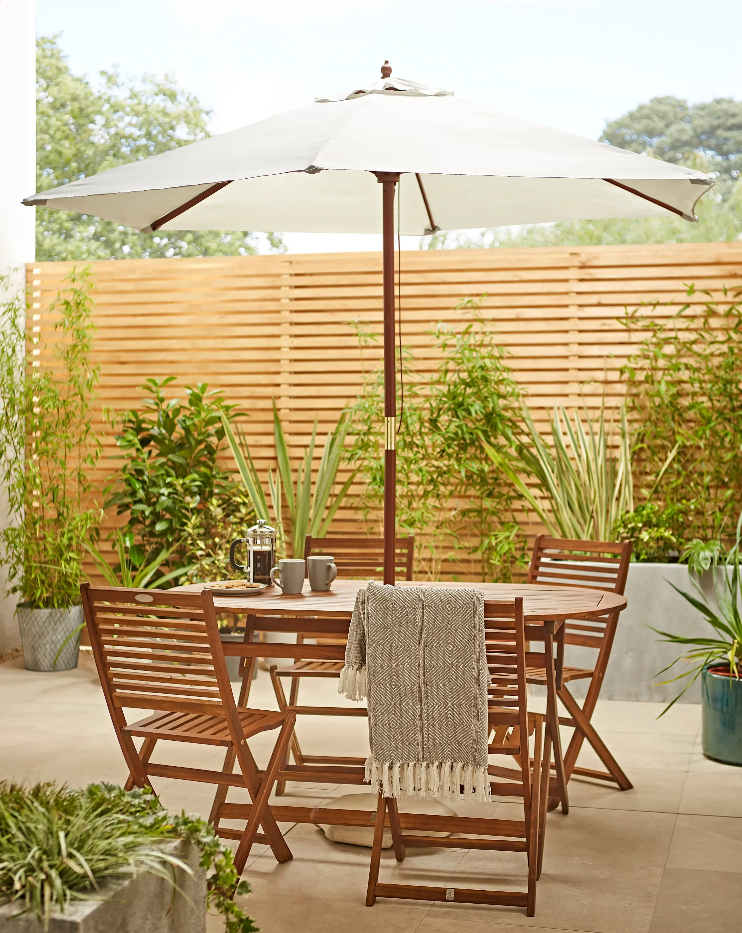 Charles Bentley Grey Wooden Parasol - 2.4m 2 Charles Bentley Grey Wooden Parasol - 2.4m