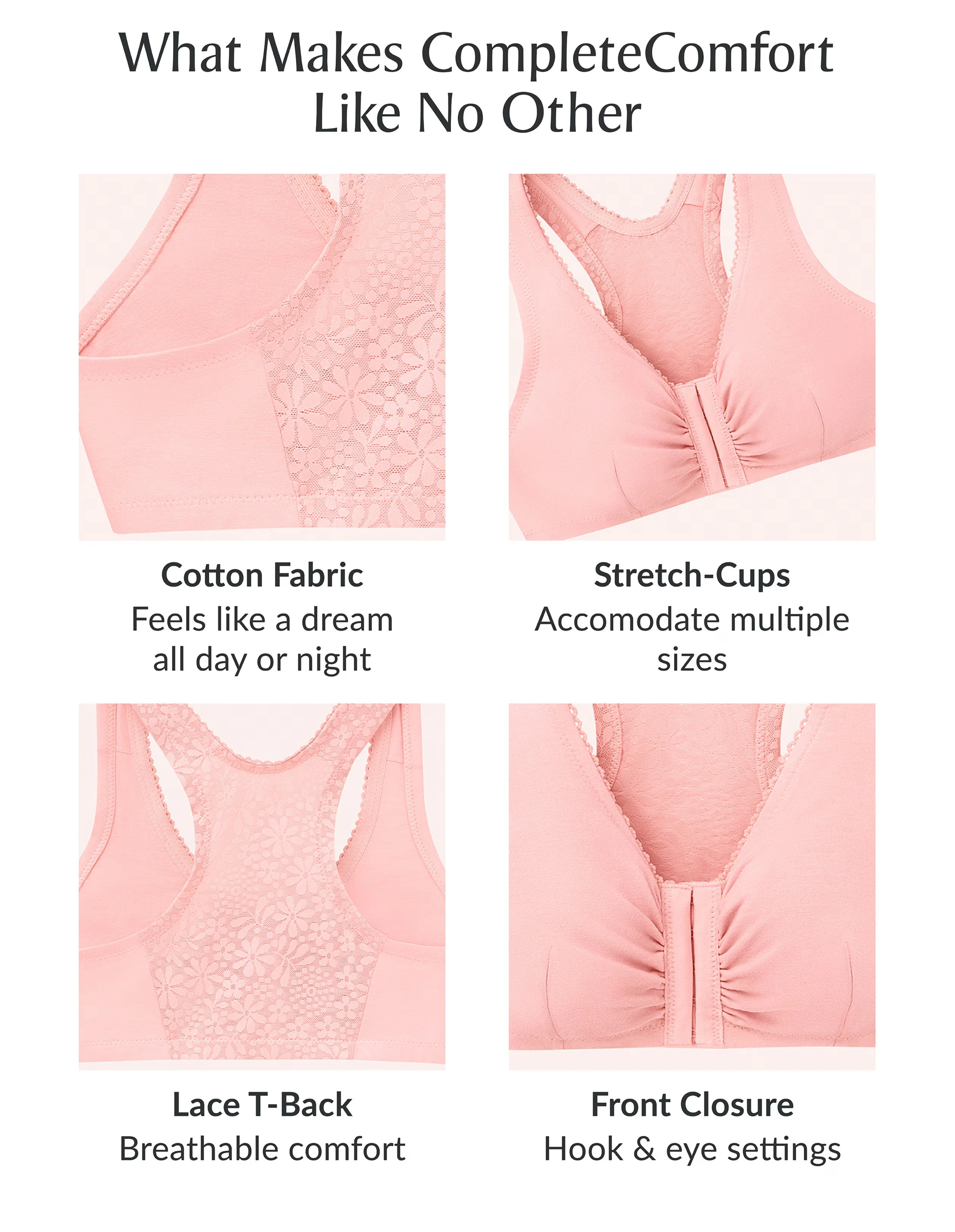 Glamorise Plus Size Front-Fastening Cotton T-Back 1908 4 Glamorise Plus Size Front-Fastening Cotton T-Back 1908