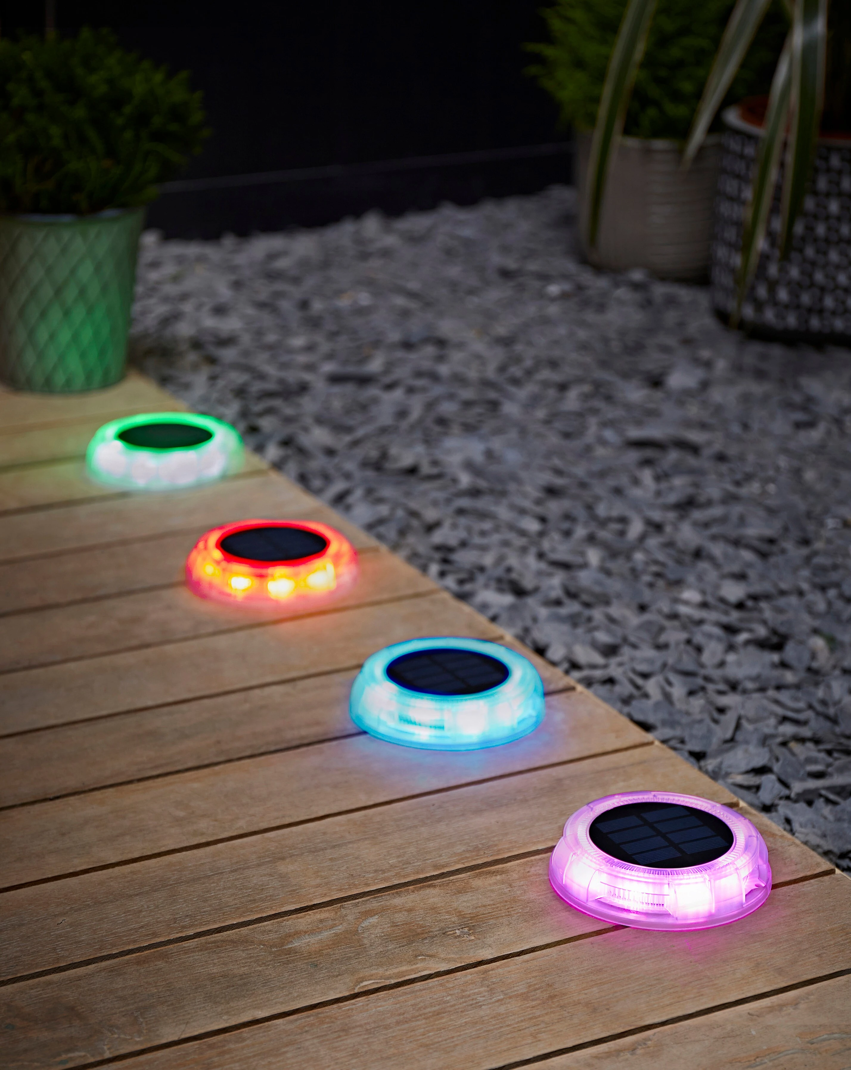 Multi Coloured Solar Decking Lights 1 Multi Coloured Solar Decking Lights