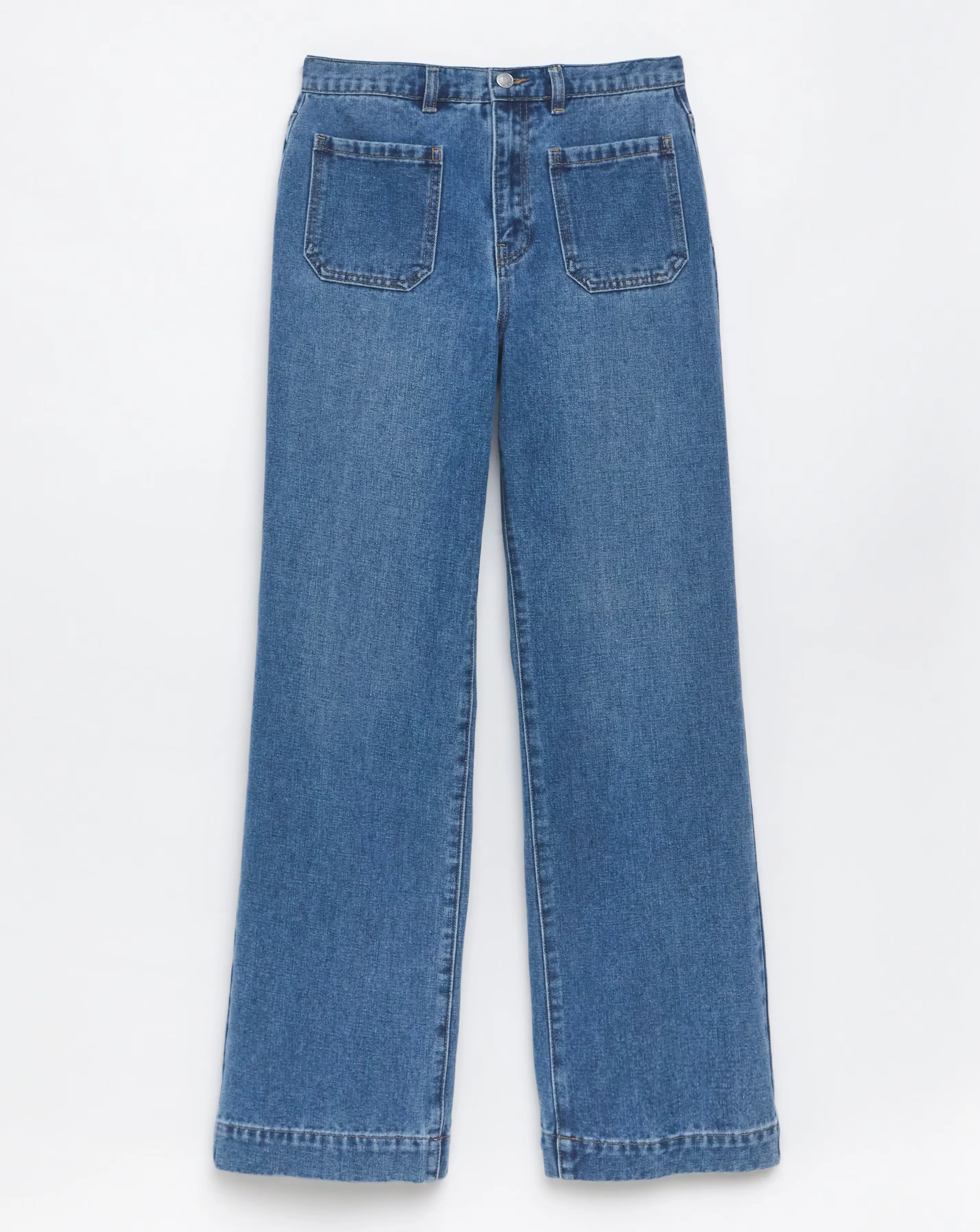 Simply Be Mid Wash Front Pocket Detail Slim Wide Jeans 4 Simply Be Mid Wash Front Pocket Detail Slim Wide Jeans