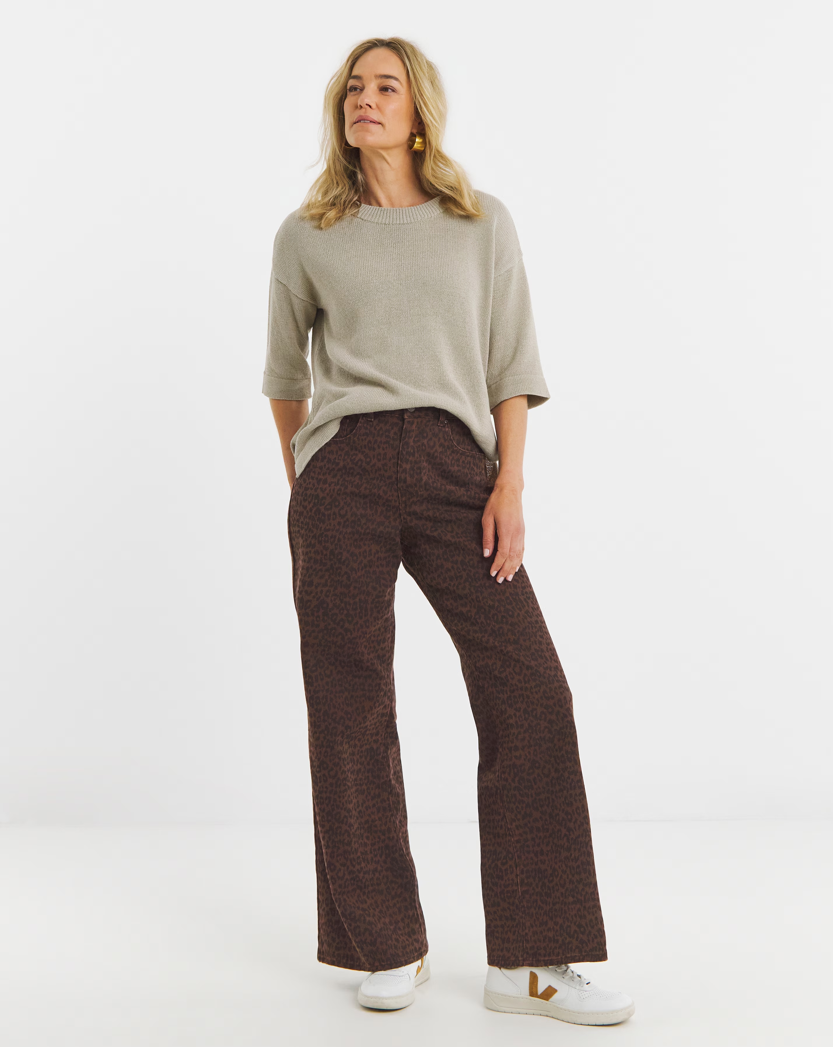 Chocolate Leopard Authentic Wide Leg Jeans