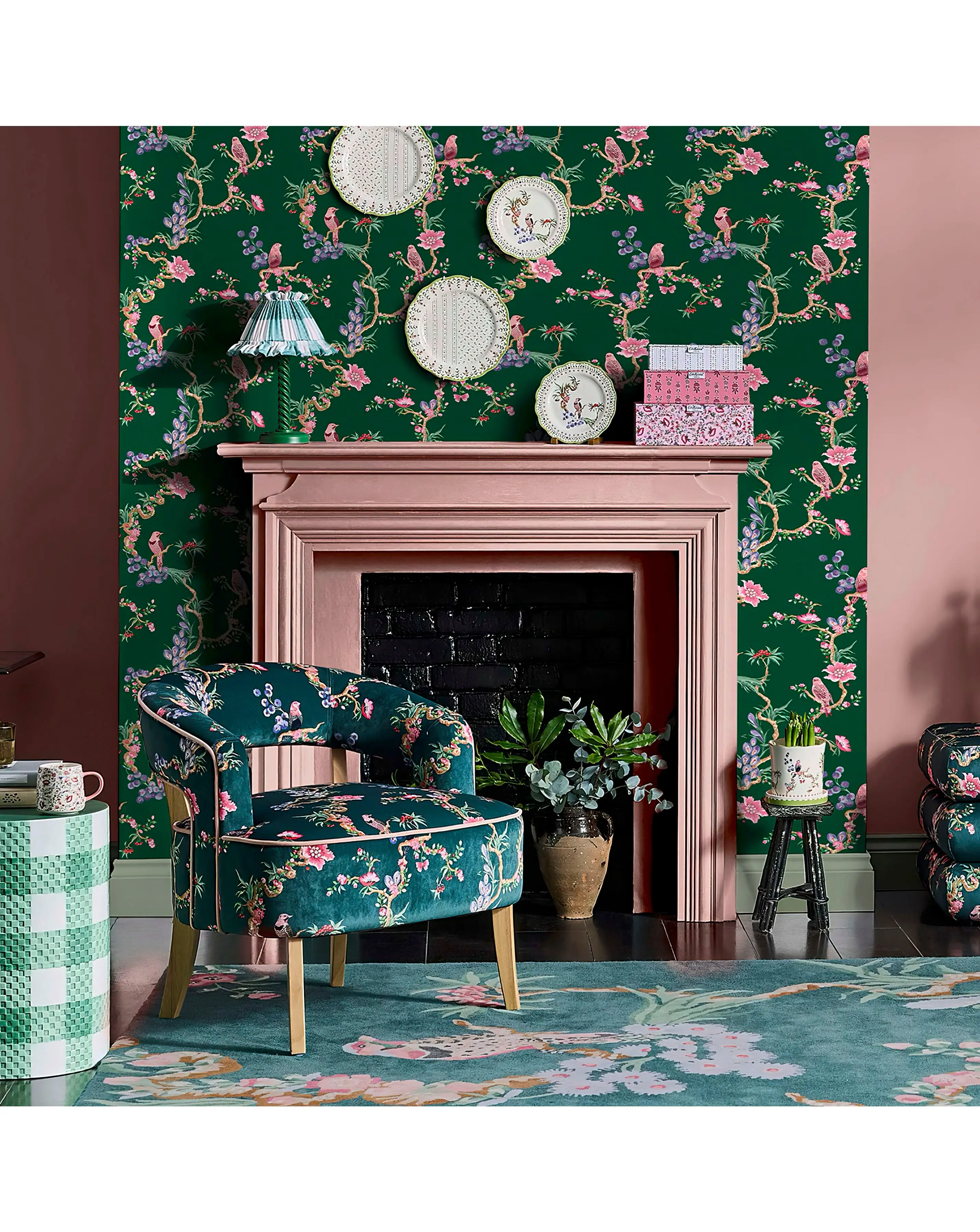 Cath Kidston Birds & Berries Emerald Wallpaper