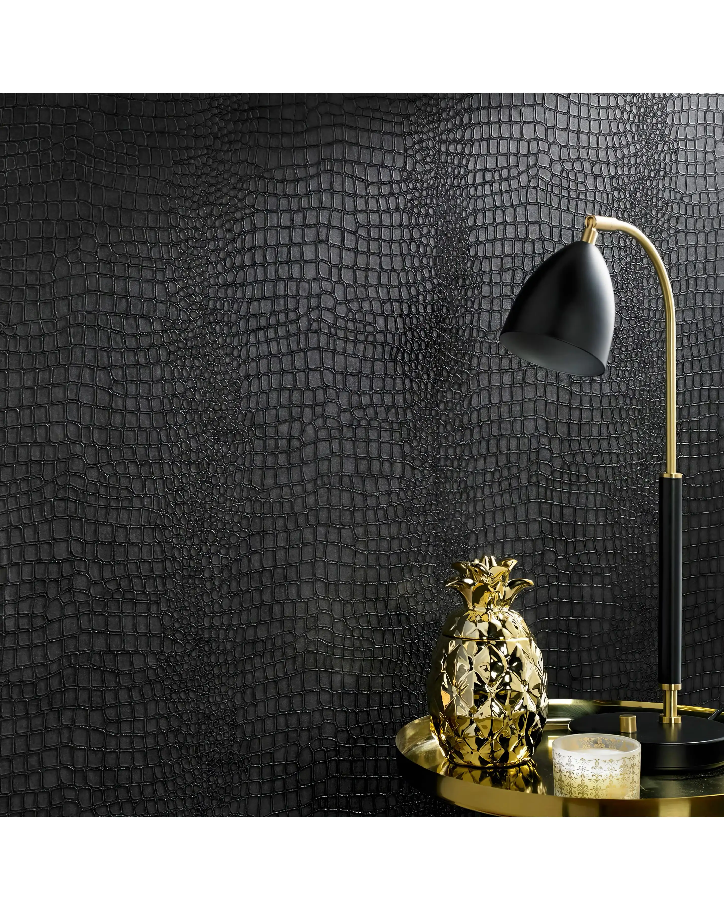 Superfresco Easy Crocodile Skin Black Wallpaper