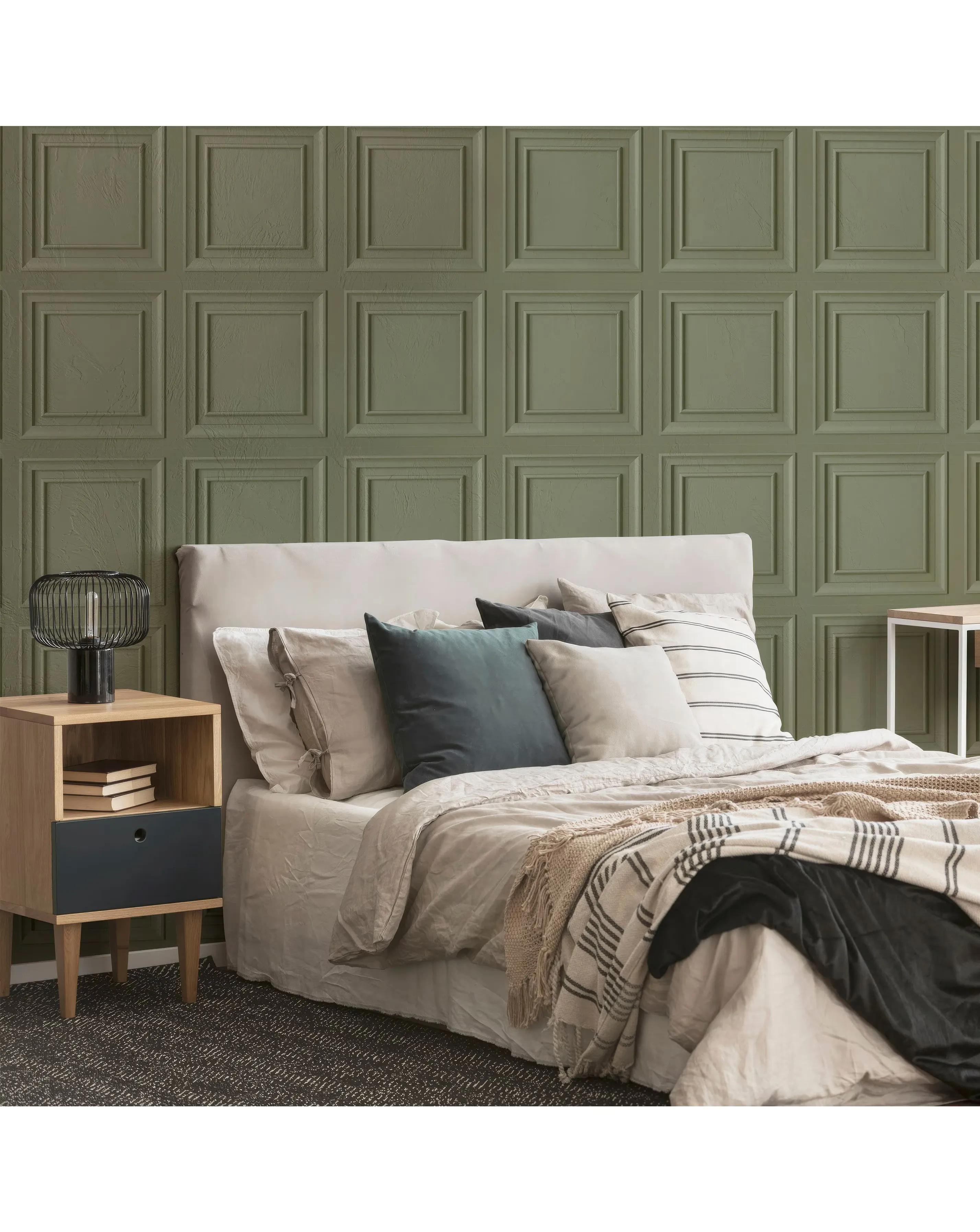Fresco Wood Panel Sage Green Wallpaper