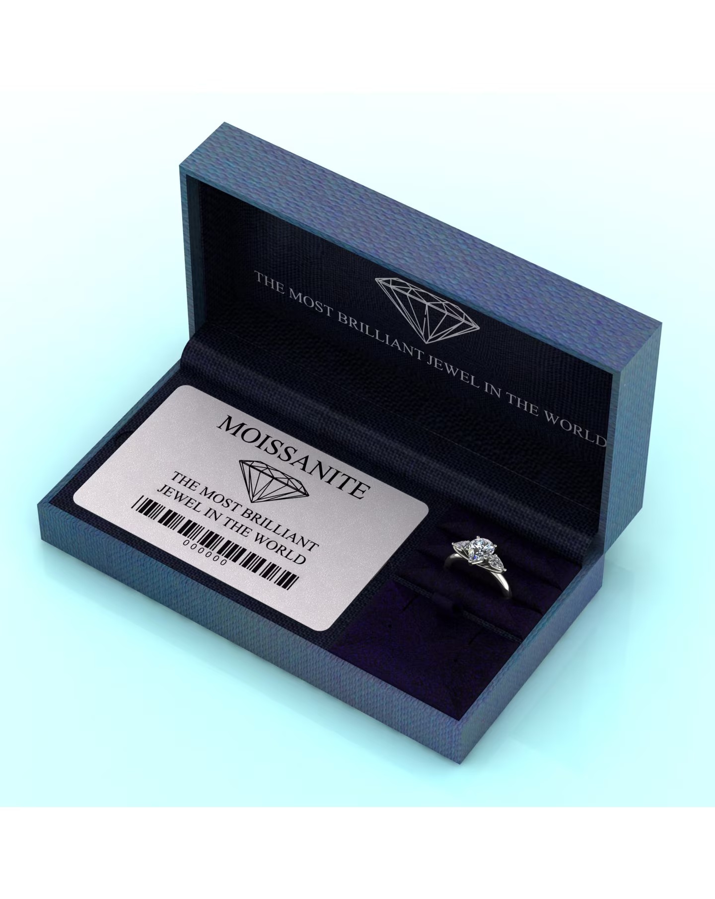 9ct White Gold 2ct Pear Shaped Moissanite Trilogy Ring 5 9ct White Gold 2ct Pear Shaped Moissanite Trilogy Ring