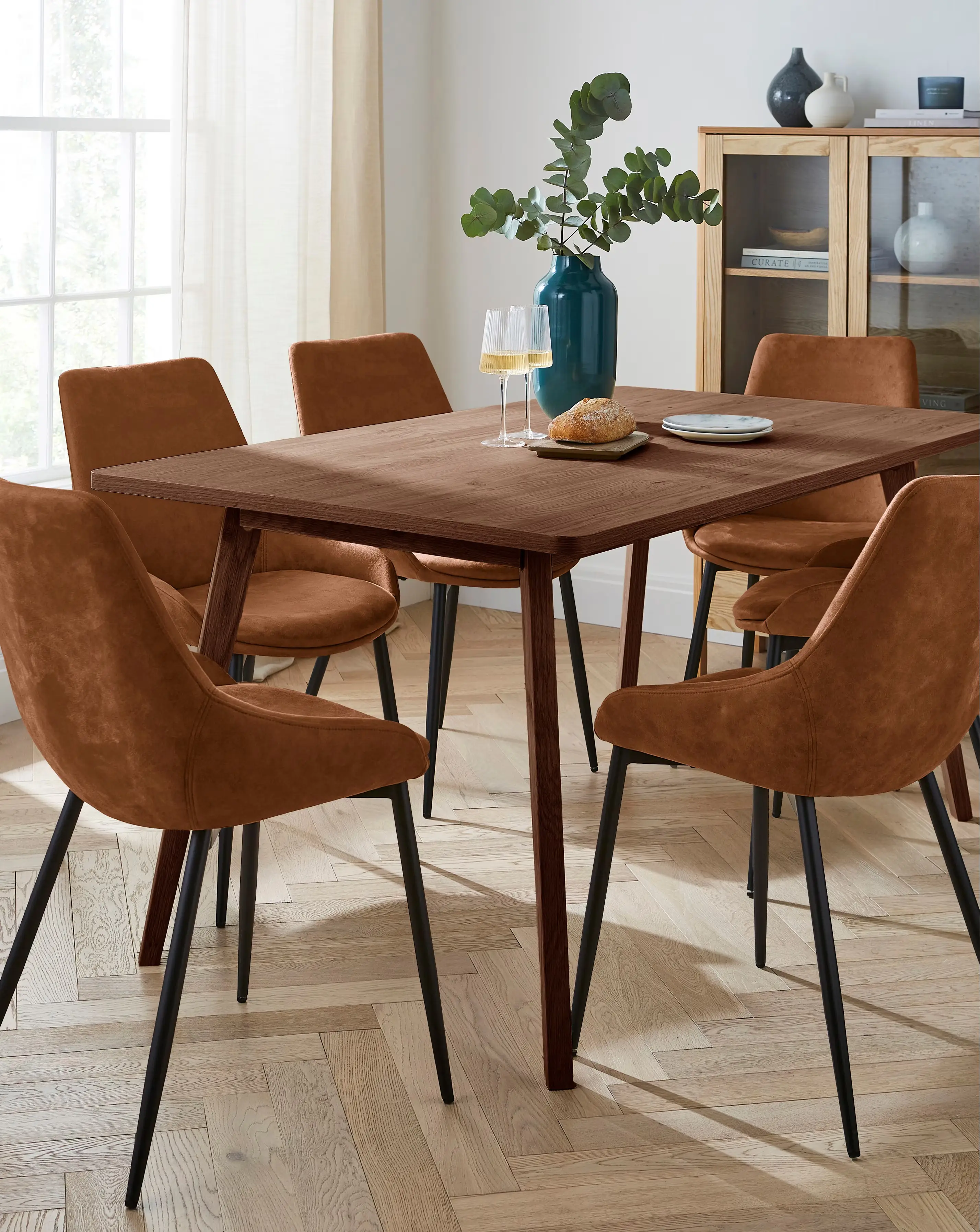 Oslo Dining Table with 6 Etta Faux Leather Chairs 1 Oslo Dining Table with 6 Etta Faux Leather Chairs