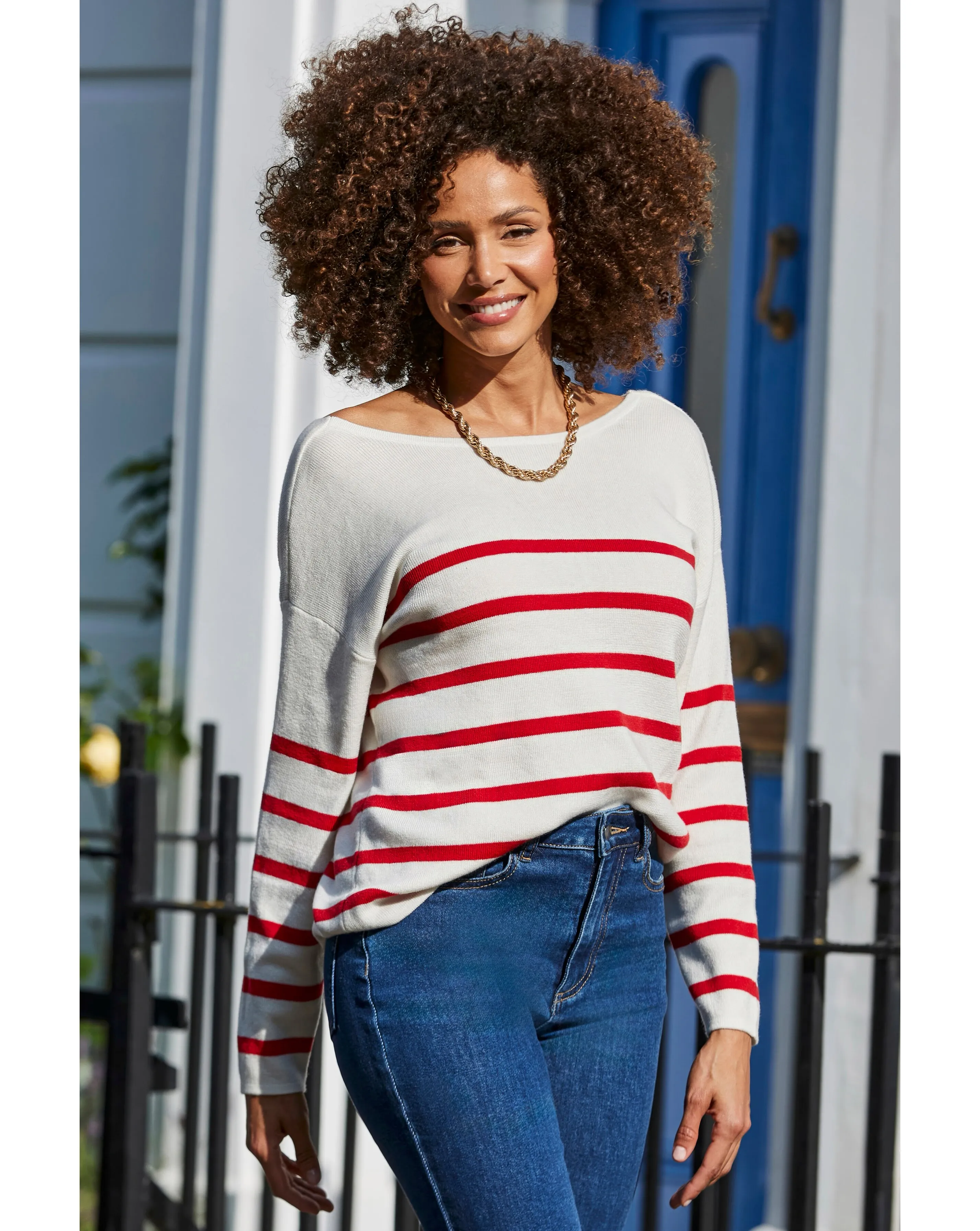 Sosandar Stripe Bow Back Detail Jumper 3 Sosandar Stripe Bow Back Detail Jumper