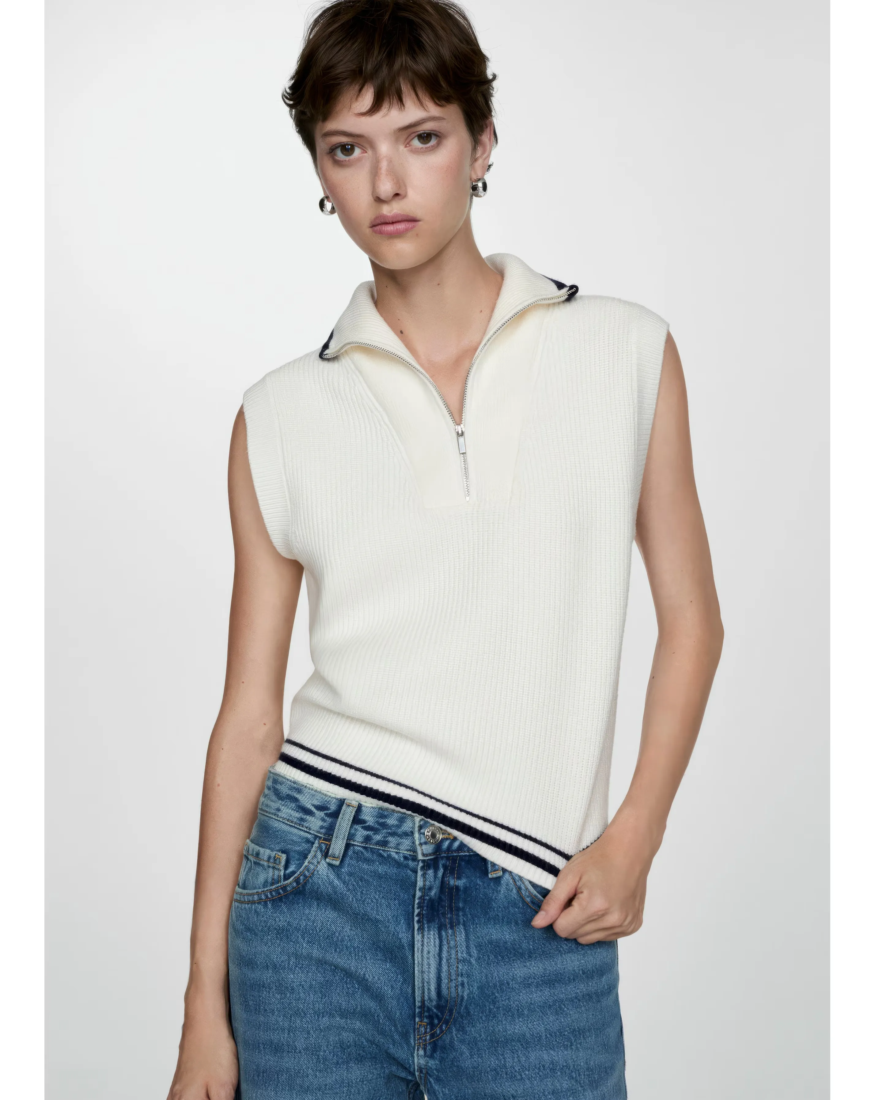 Mango Stripe Knit Vest 1 Mango Stripe Knit Vest