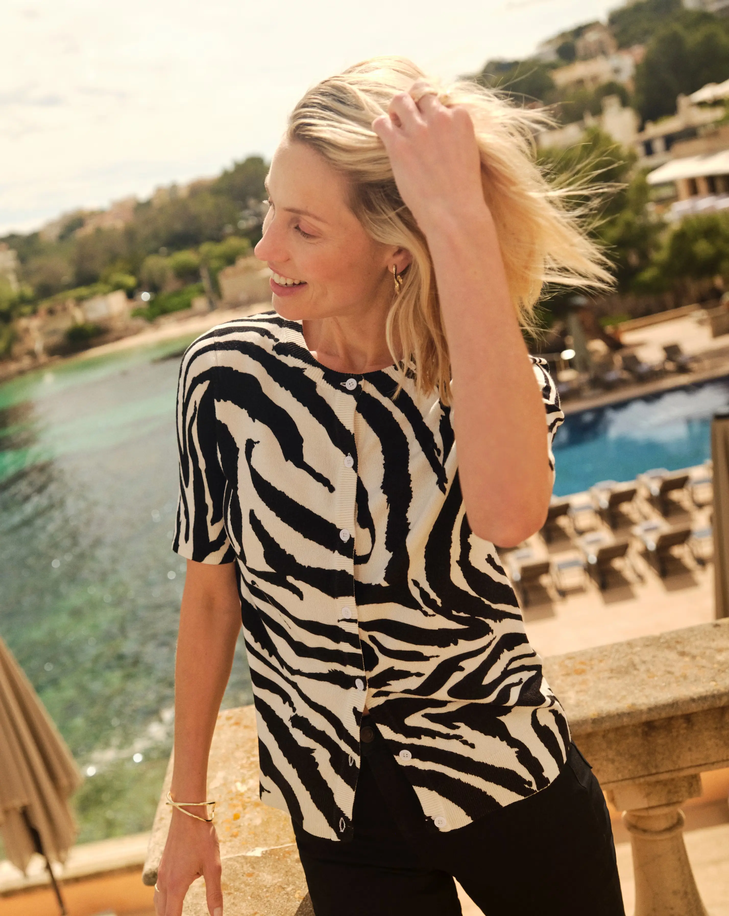 Zebra Print Short Sleeve Cardigan