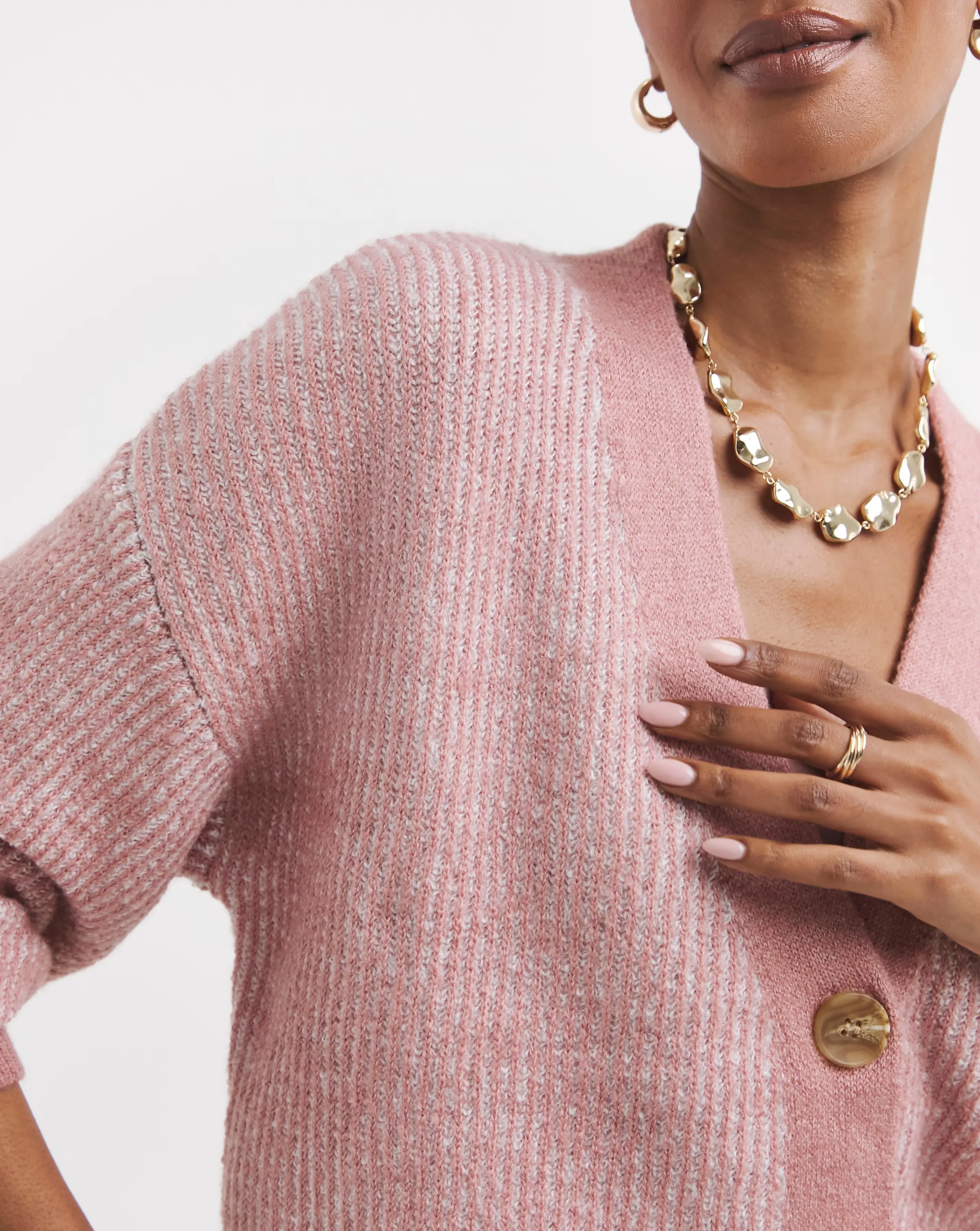 Striped Ribbed V Neck Cardigan 3 Striped Ribbed V Neck Cardigan