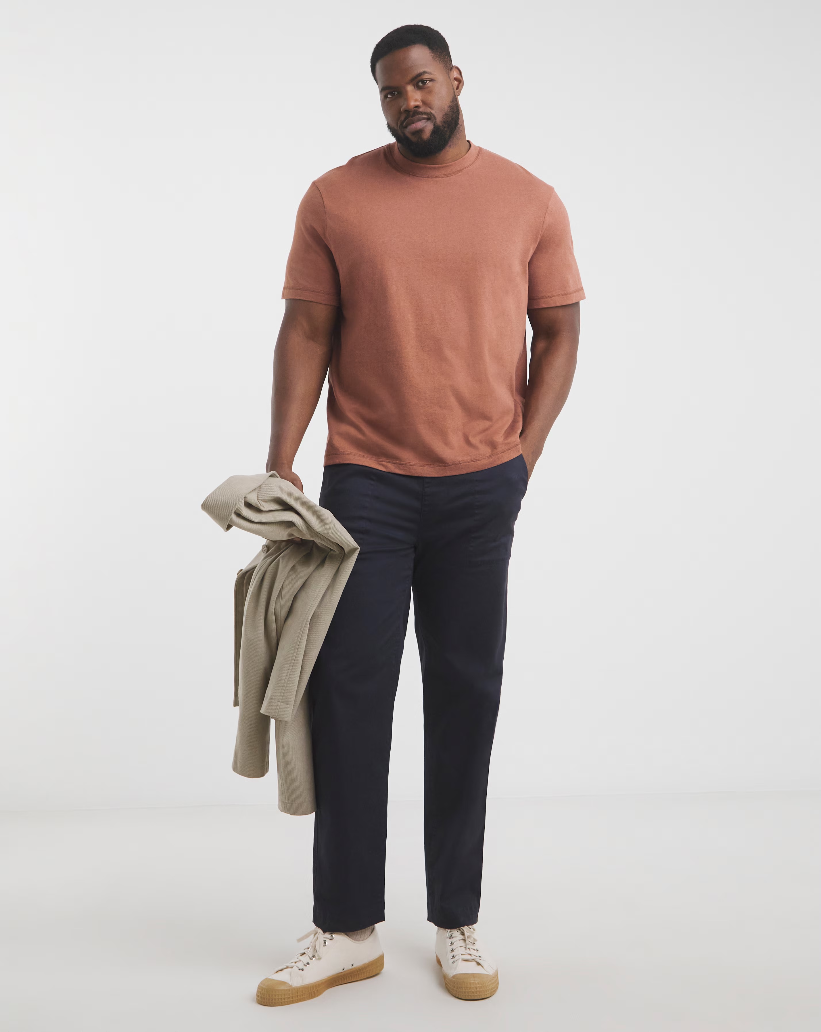 Linen Blend Relaxed Fit T-Shirt- Rust 2 Linen Blend Relaxed Fit T-Shirt- Rust