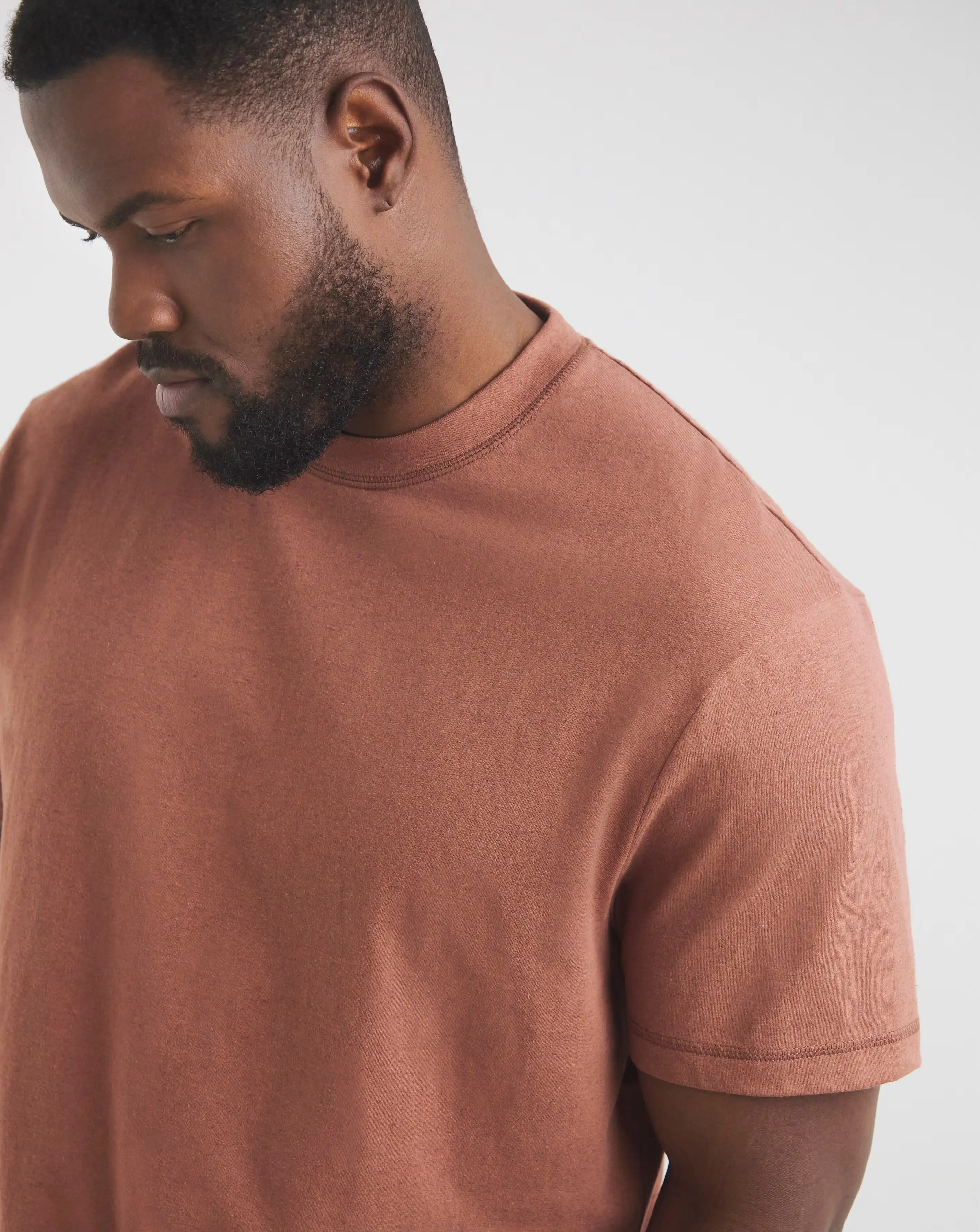 Linen Blend Relaxed Fit T-Shirt- Rust 3 Linen Blend Relaxed Fit T-Shirt- Rust