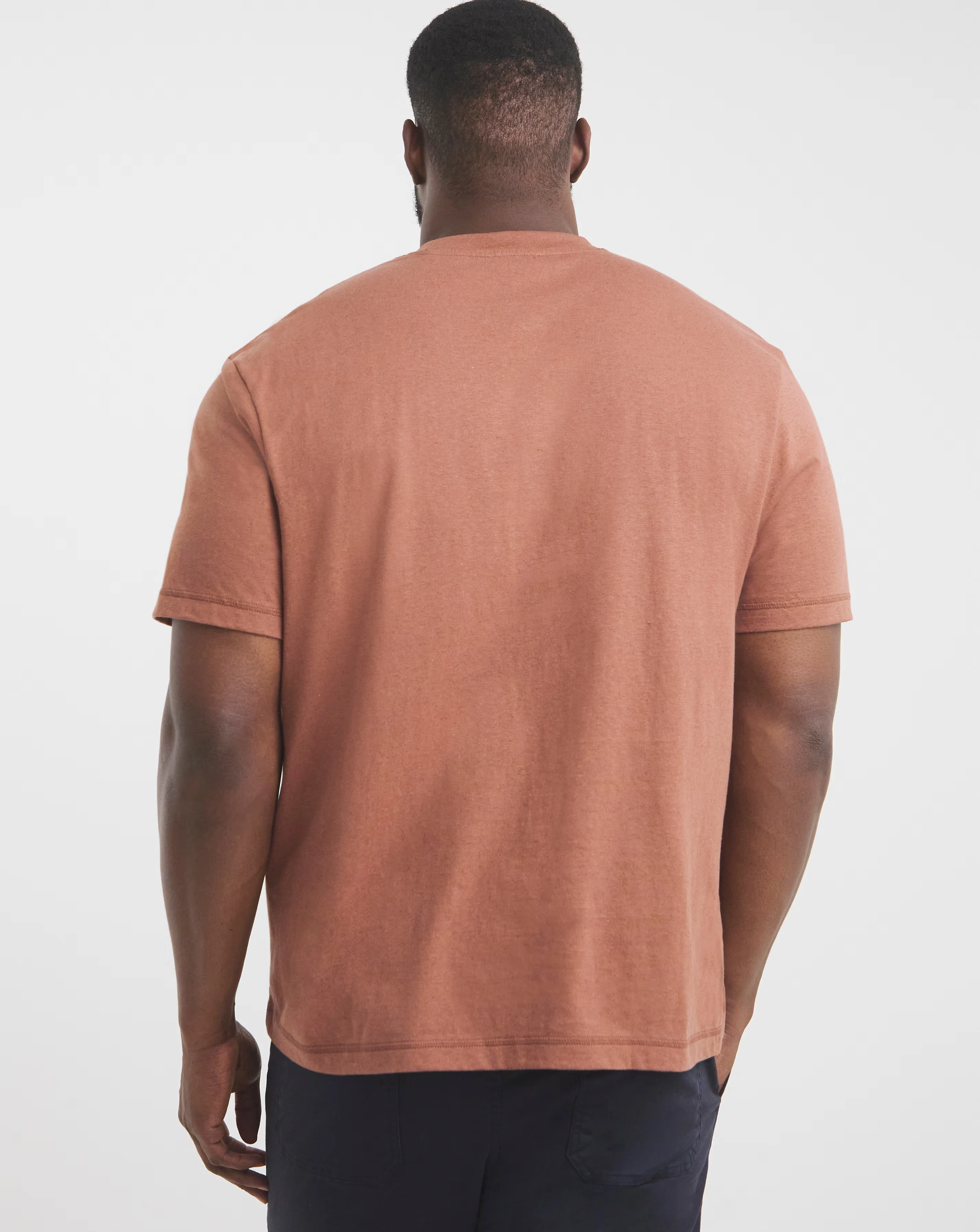 Linen Blend Relaxed Fit T-Shirt- Rust 4 Linen Blend Relaxed Fit T-Shirt- Rust