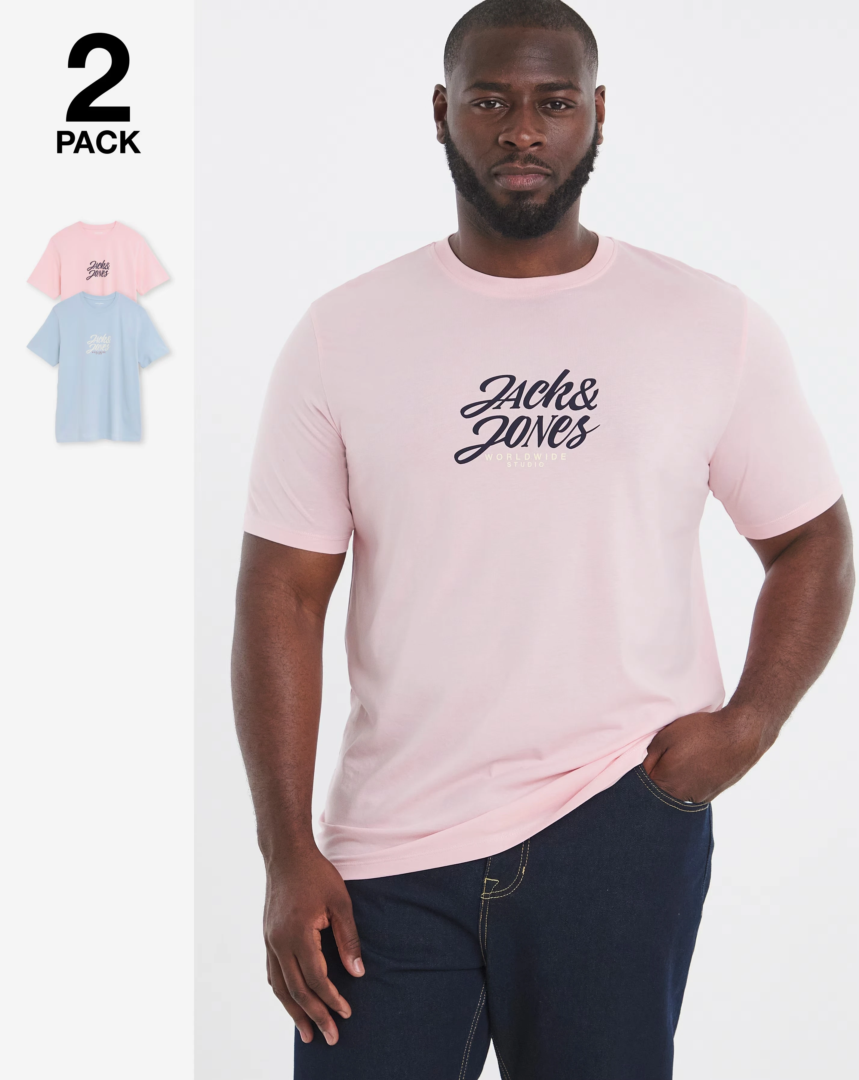 Jack & Jones Avria Logo T-Shirt 2 Pack - Multi 1 Jack & Jones Avria Logo T-Shirt 2 Pack - Multi