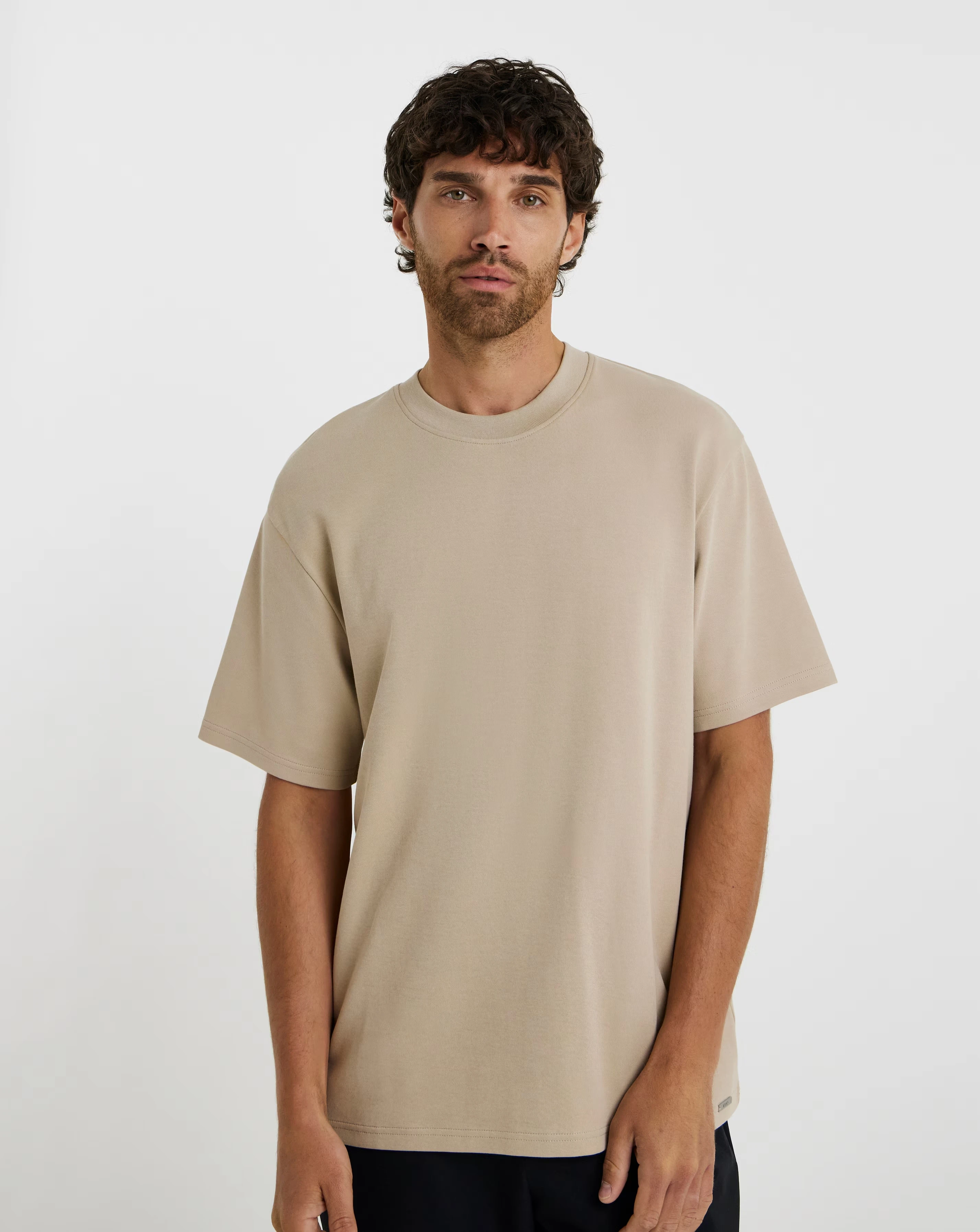 Folio Heavyweight Interlock T-Shirt-Stone 1 Folio Heavyweight Interlock T-Shirt-Stone