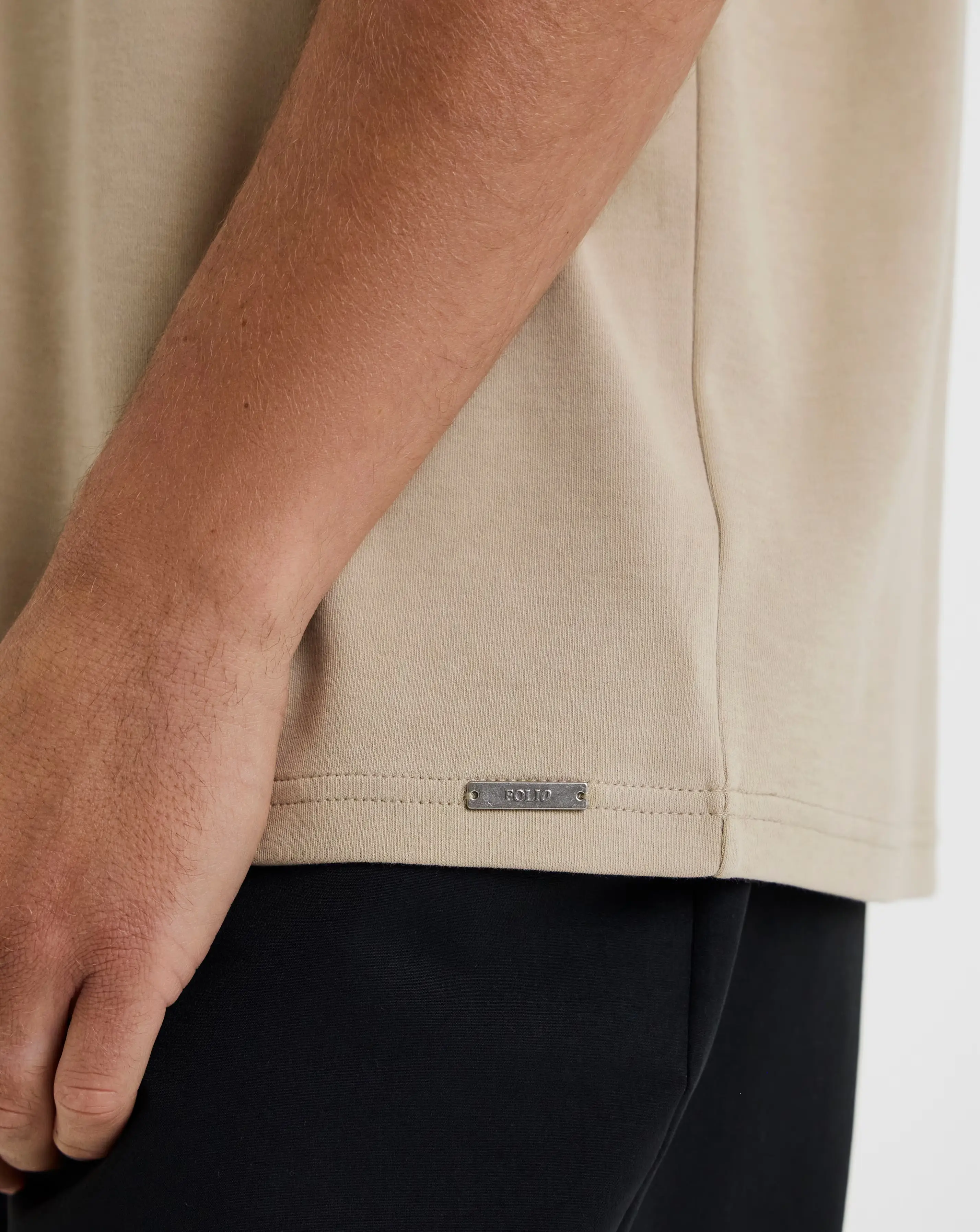 Folio Heavyweight Interlock T-Shirt-Stone 4 Folio Heavyweight Interlock T-Shirt-Stone