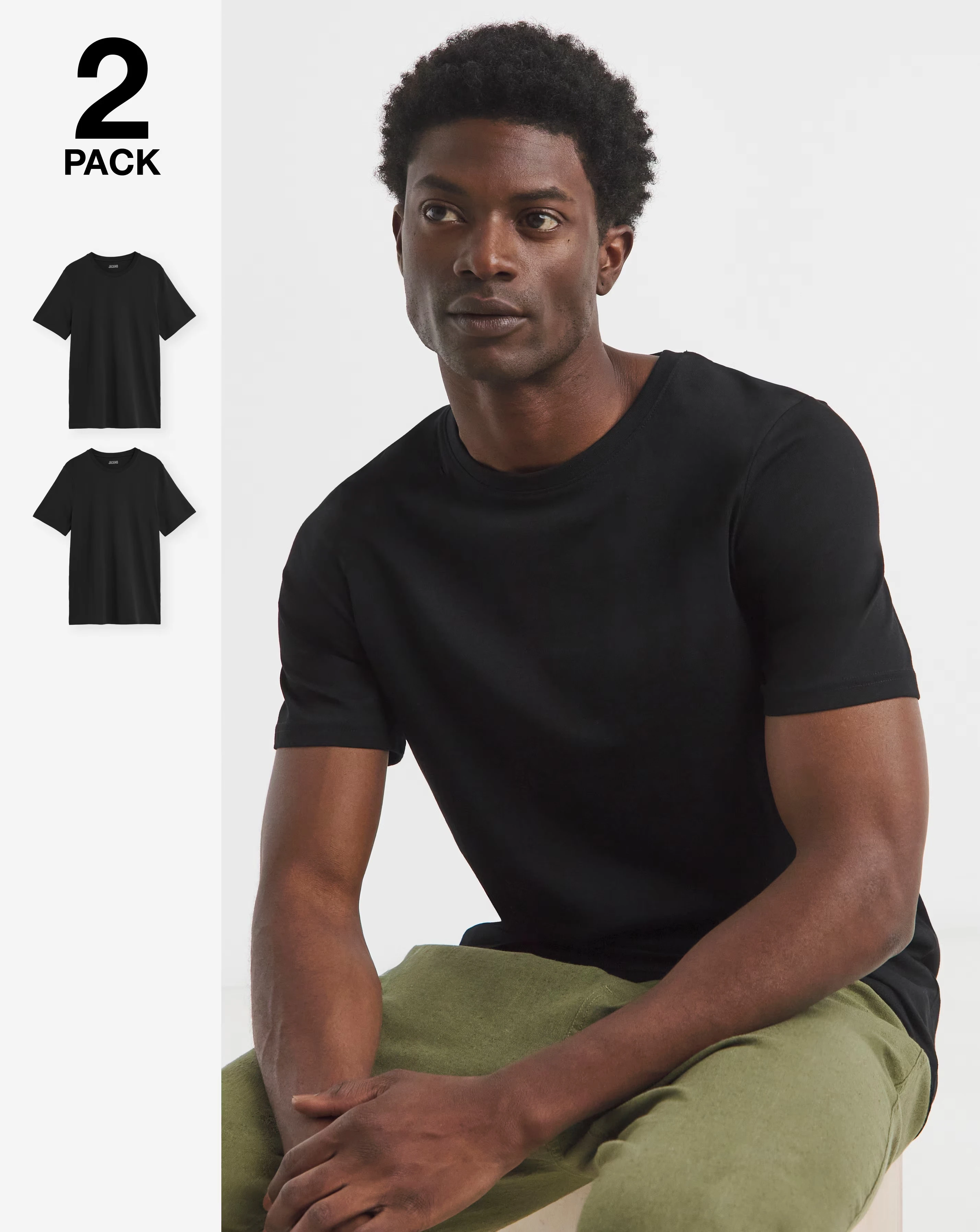 2 Pack Shirts Long Length- Black 1 2 Pack Shirts Long Length- Black