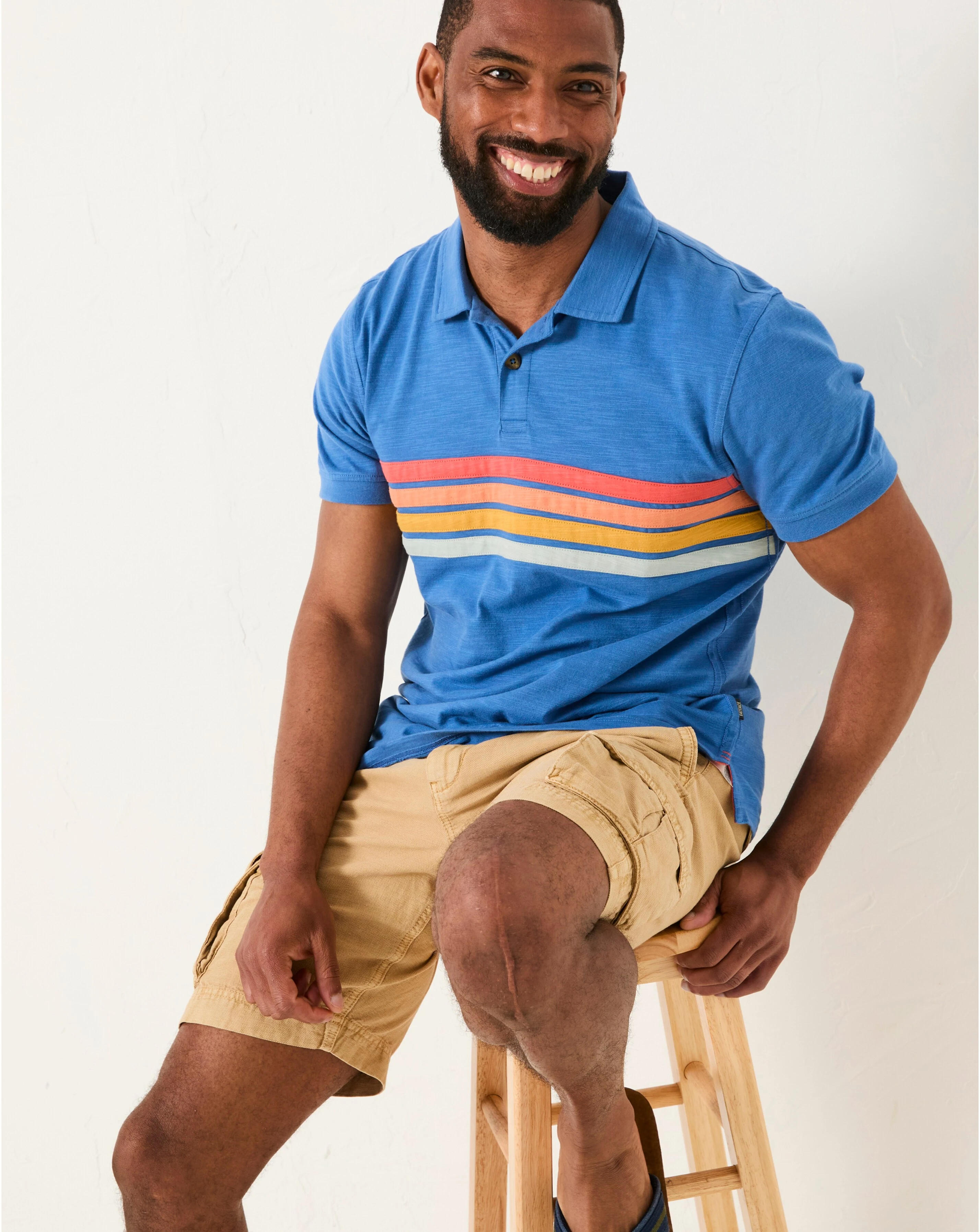 FatFace Chest Stripe Short Sleeve Polo - Blue 4 FatFace Chest Stripe Short Sleeve Polo - Blue