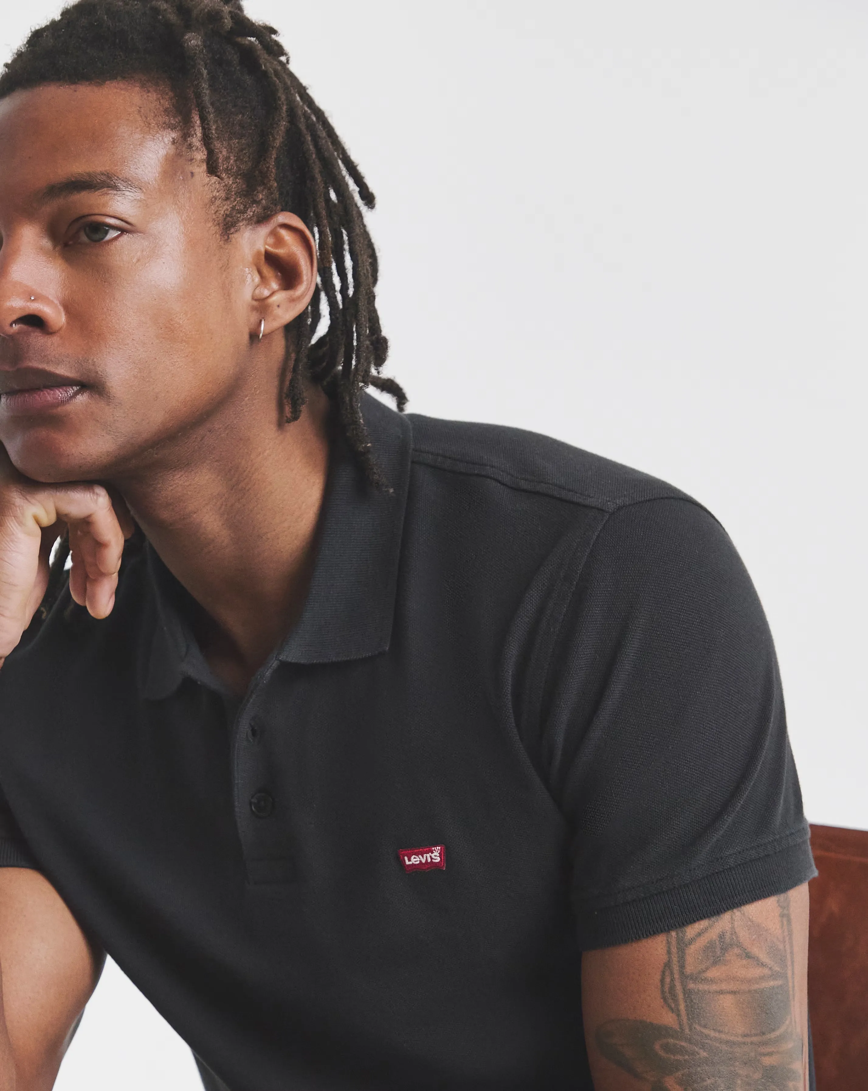Levi's Short Sleeve Housemark Pique Polo - Black 1 Levi's Short Sleeve Housemark Pique Polo - Black