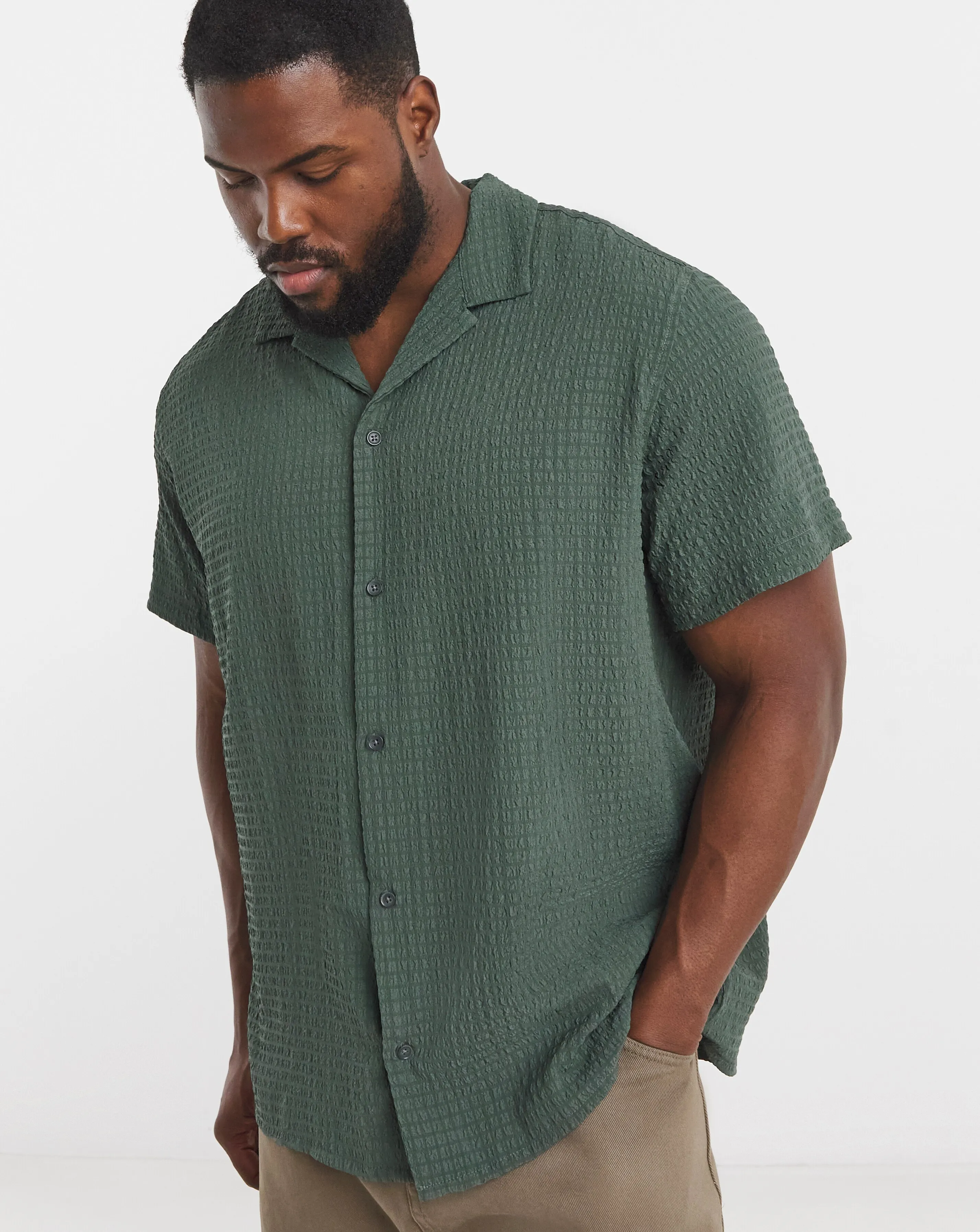 Jack & Jones Pablo Textured Resort Shirt - Green 1 Jack & Jones Pablo Textured Resort Shirt - Green