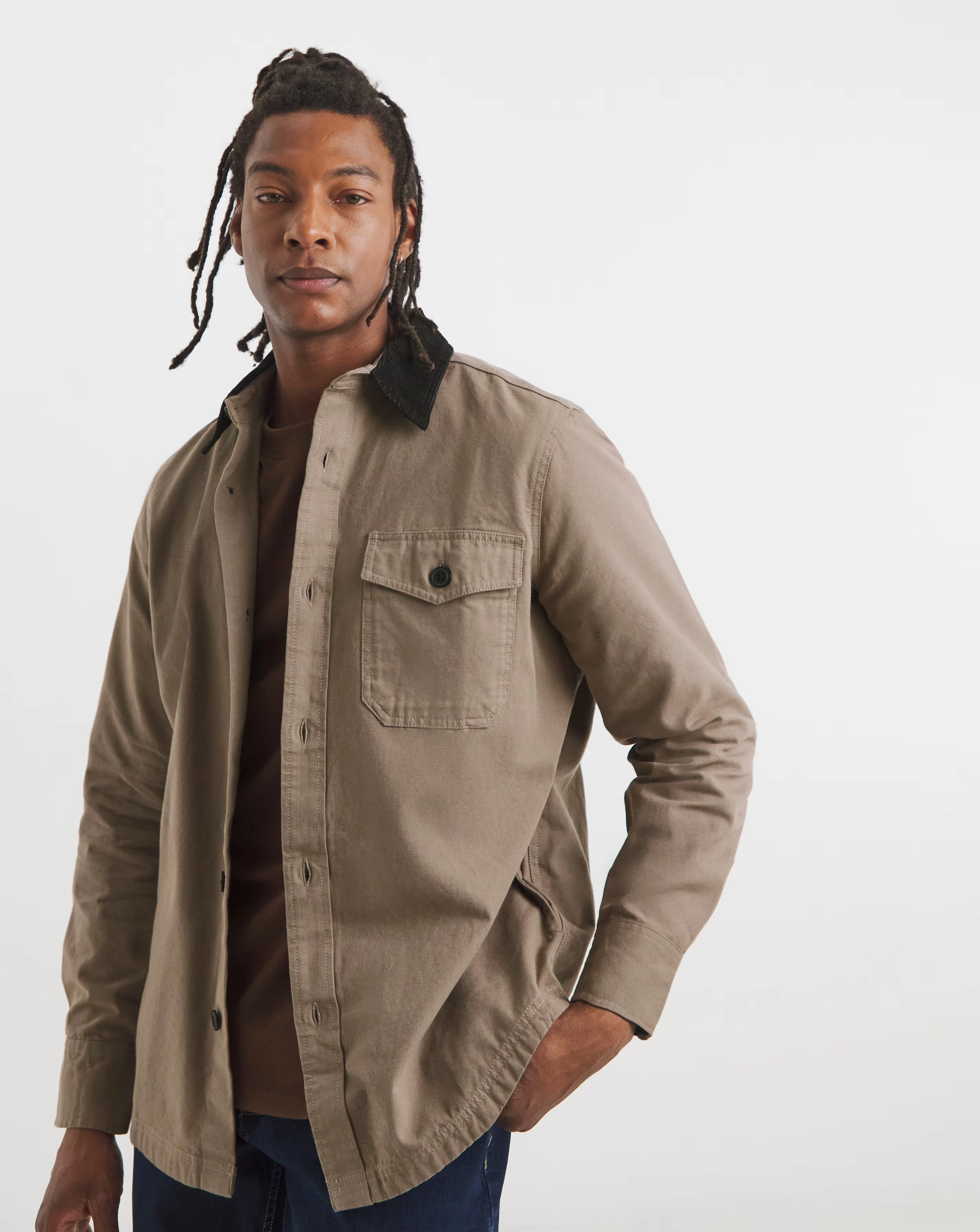 Contrast Collar Canvas Overshirt 3 Contrast Collar Canvas Overshirt