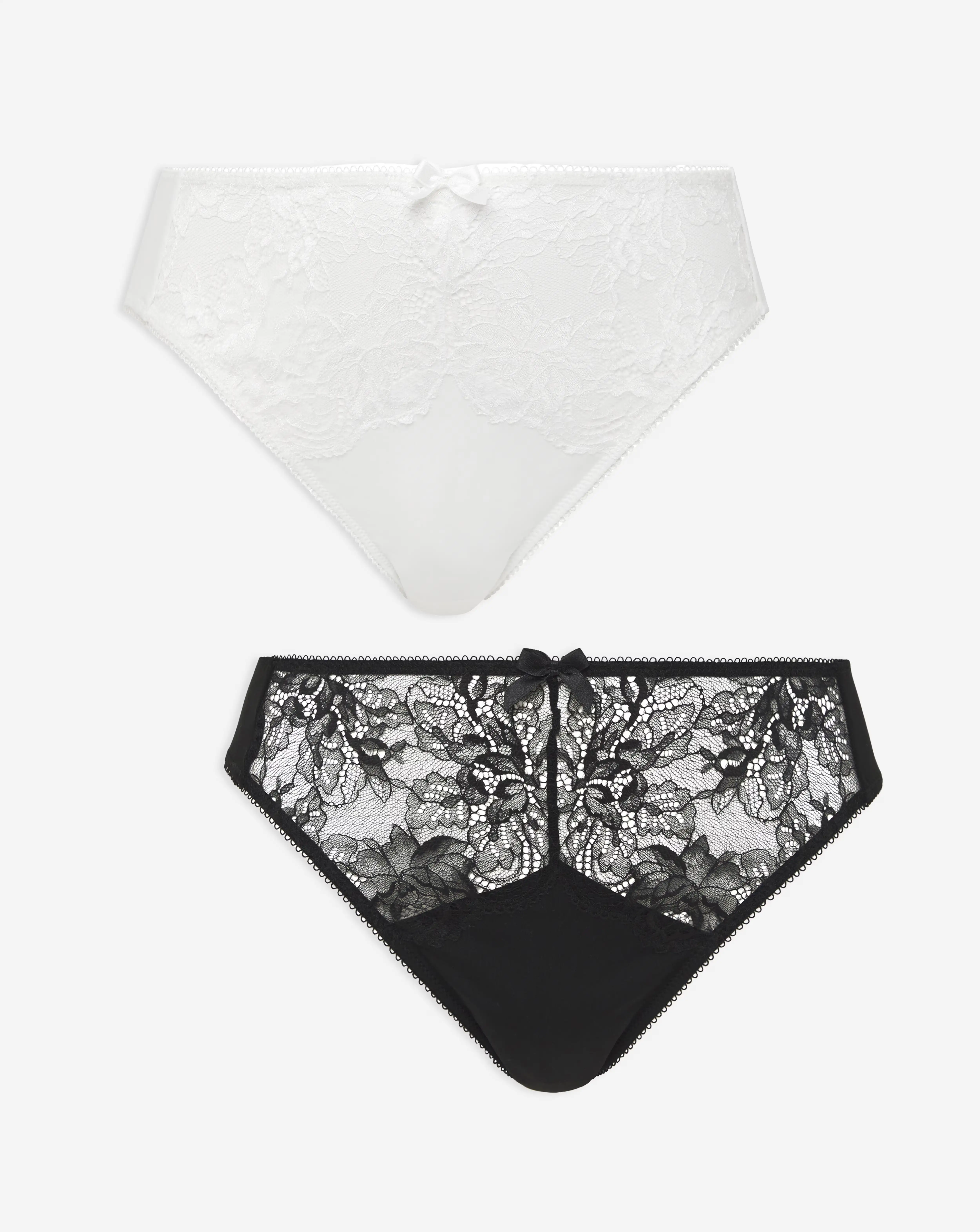 2 Pack Ella Lace Midi High Leg Briefs