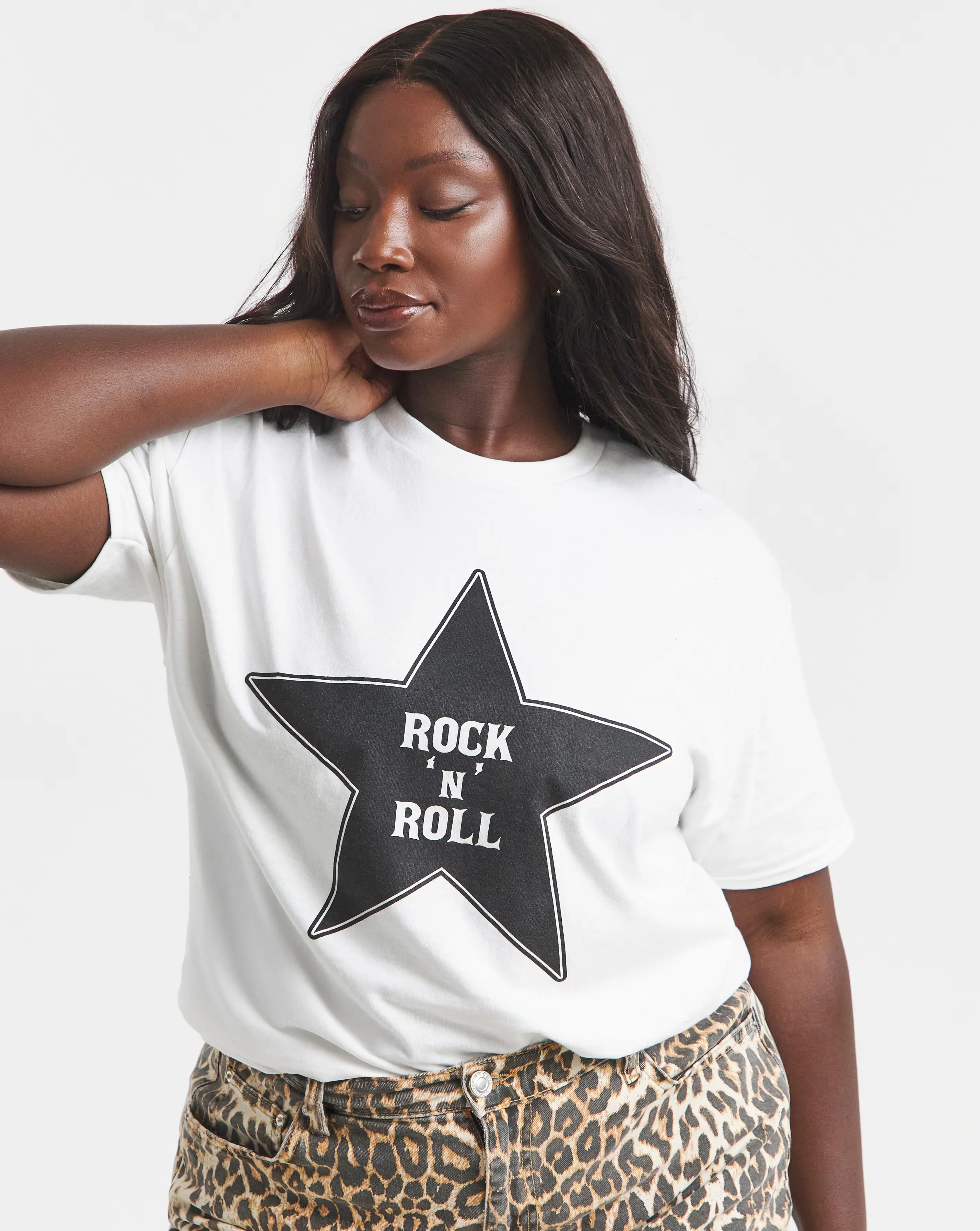Simply Be White Rock 'N' Roll Slogan T-Shirt 2 Simply Be White Rock 'N' Roll Slogan T-Shirt