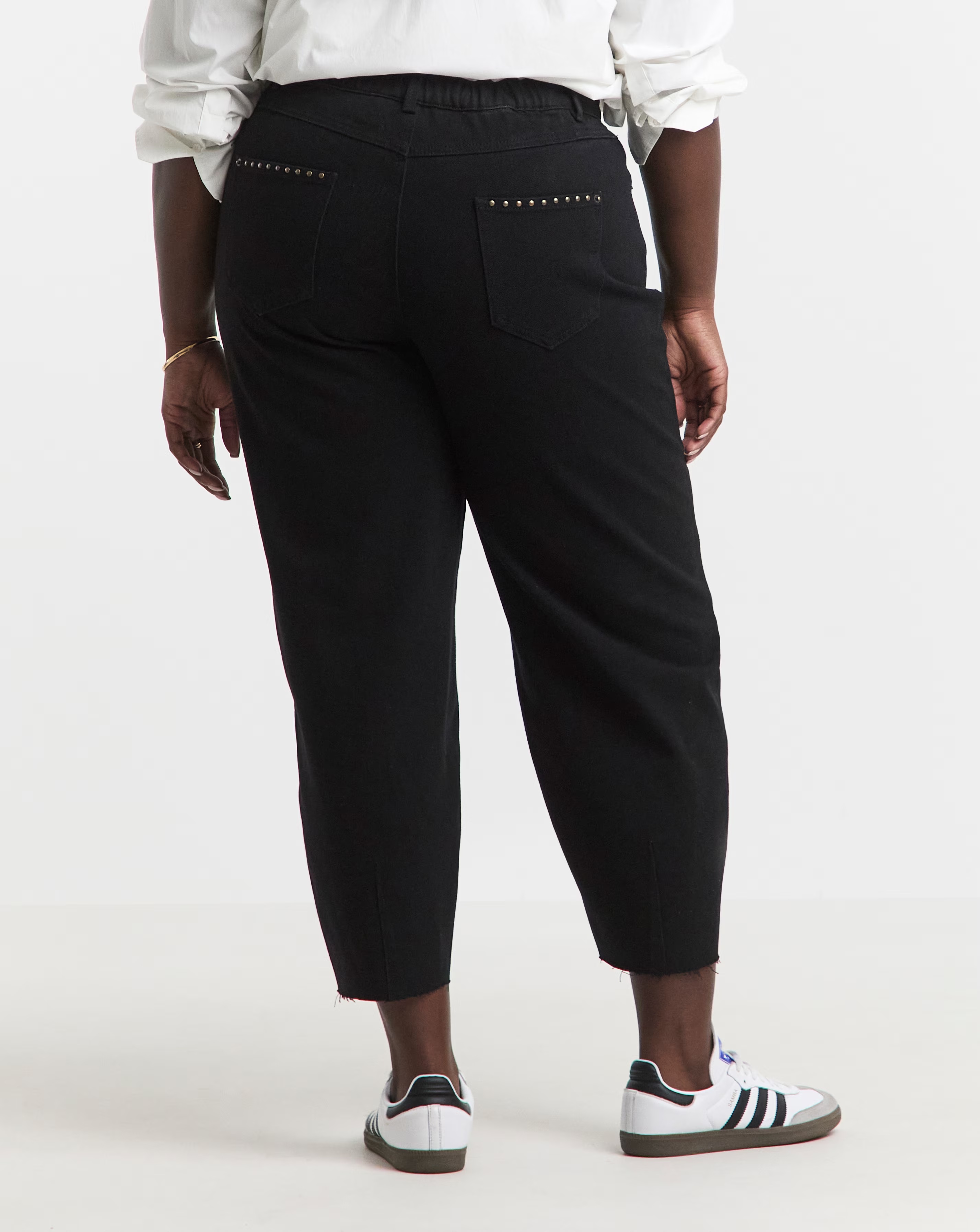 Simply Be Black Side Studded Barrel Leg Jeans 4 Simply Be Black Side Studded Barrel Leg Jeans
