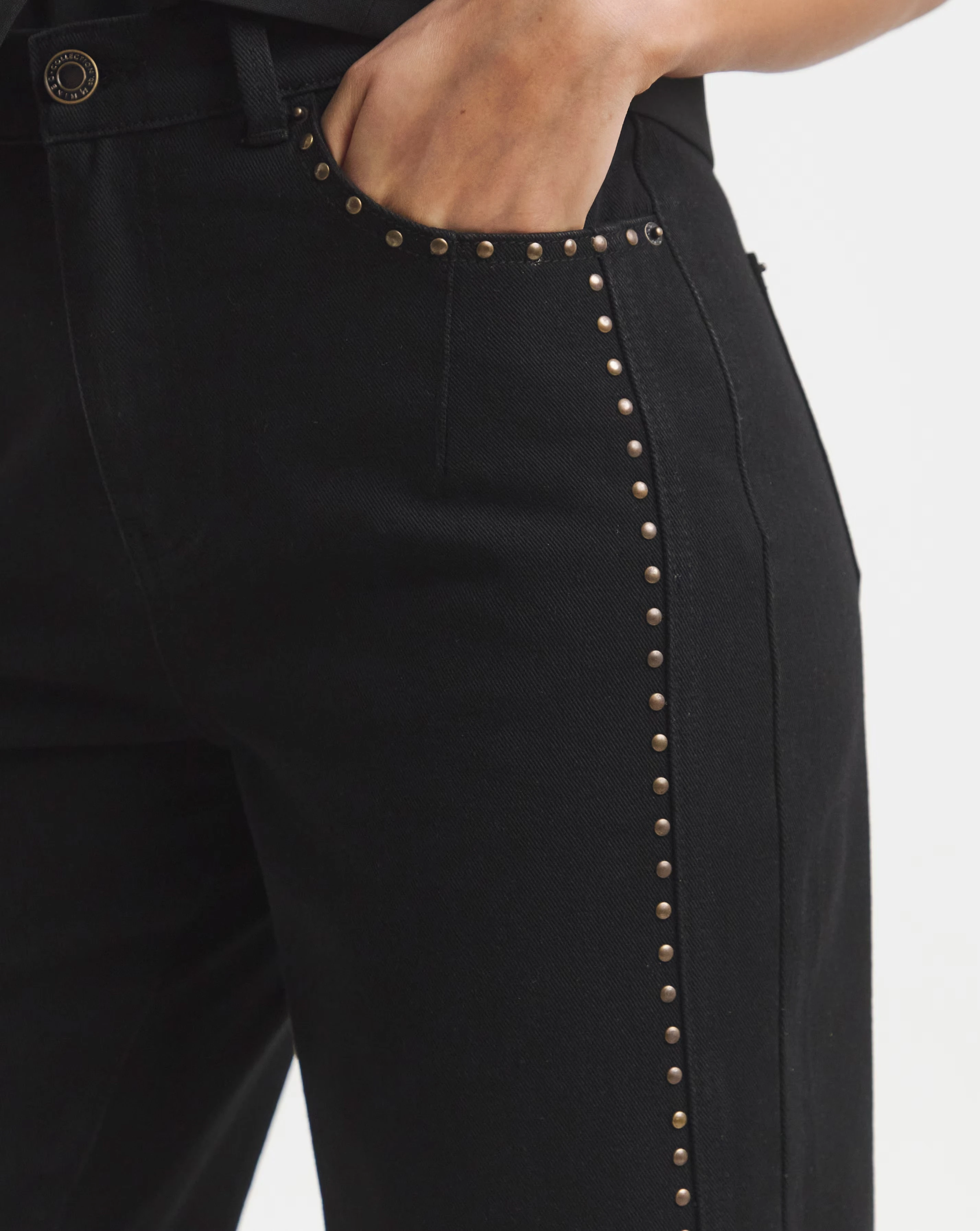 Simply Be Black Side Studded Barrel Leg Jeans 5 Simply Be Black Side Studded Barrel Leg Jeans