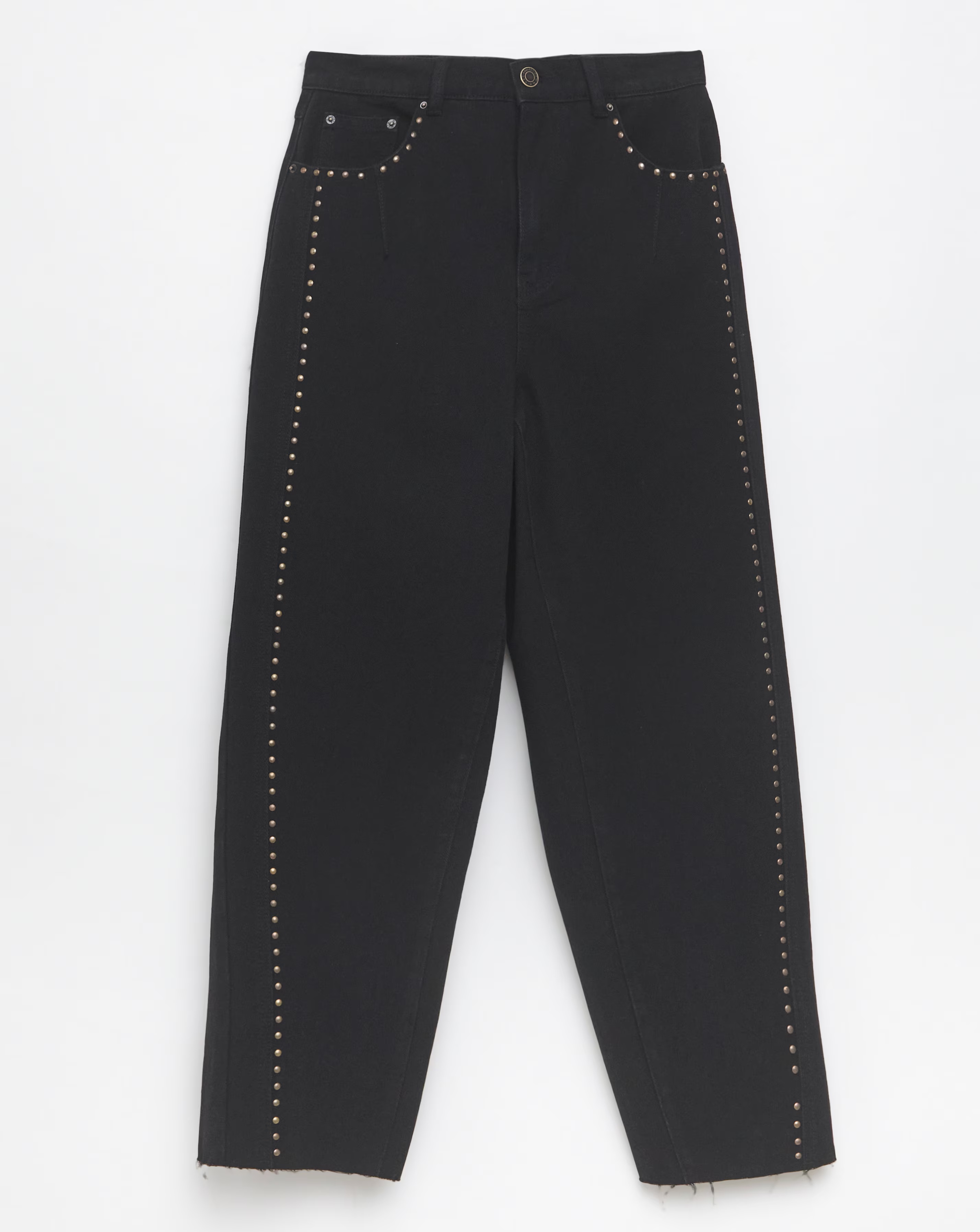 Simply Be Black Side Studded Barrel Leg Jeans 9 Simply Be Black Side Studded Barrel Leg Jeans